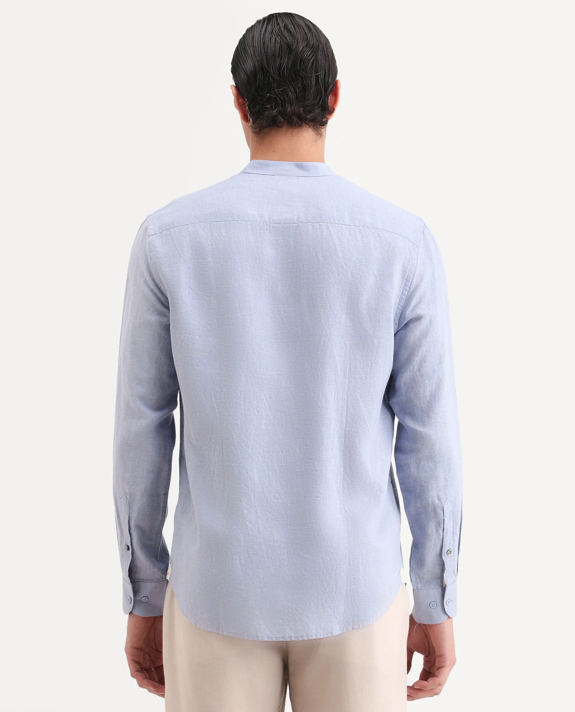 Rare Rabbit Men's Cinex 26 Light Purple Linen Blend Fabric Full Sleeve Regular Fit Shirt - Image 7