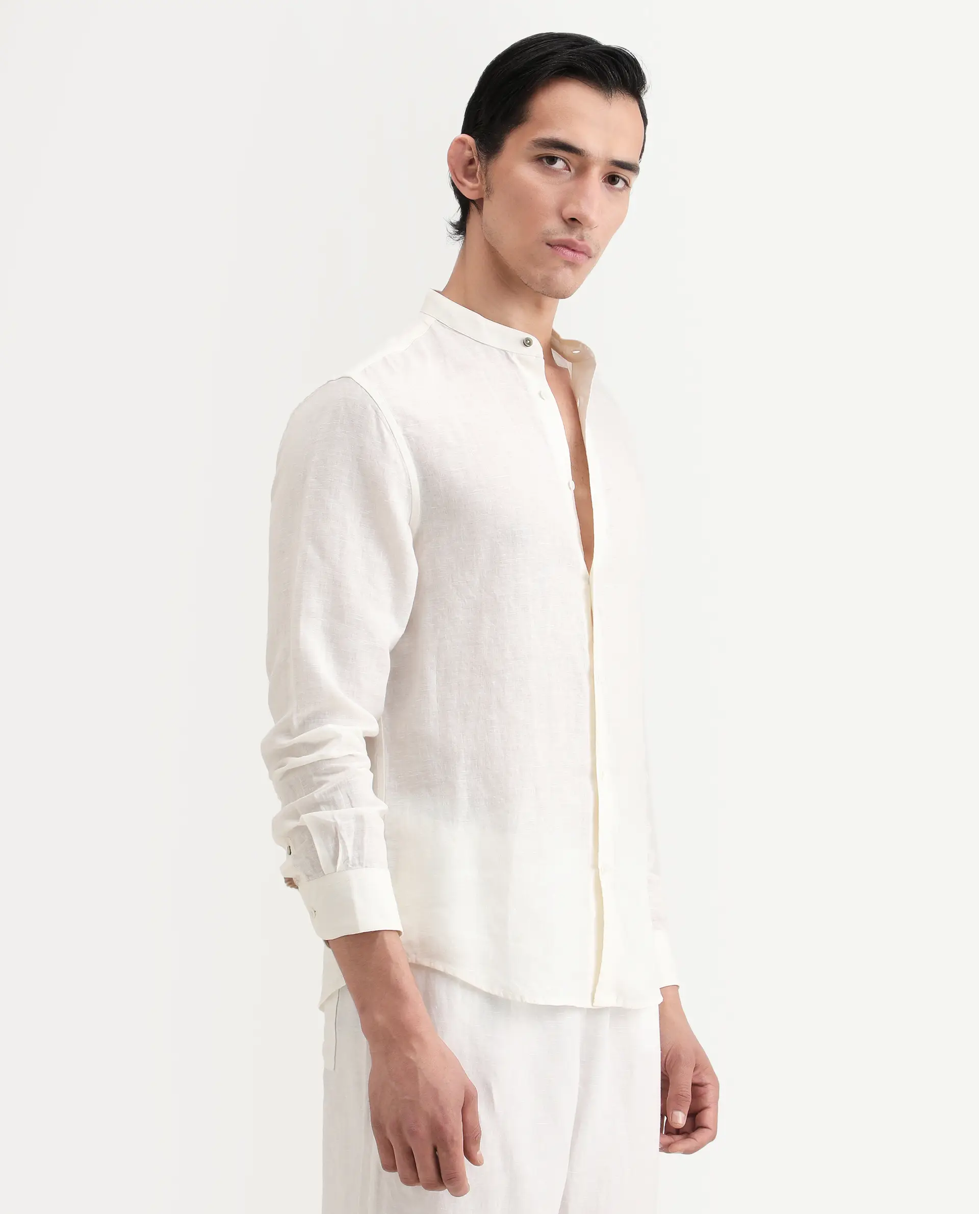 Rare Rabbit Men's Cinex 26 Off White Linen Blend Fabric Full Sleeve Regular Fit Shirt - Image 6
