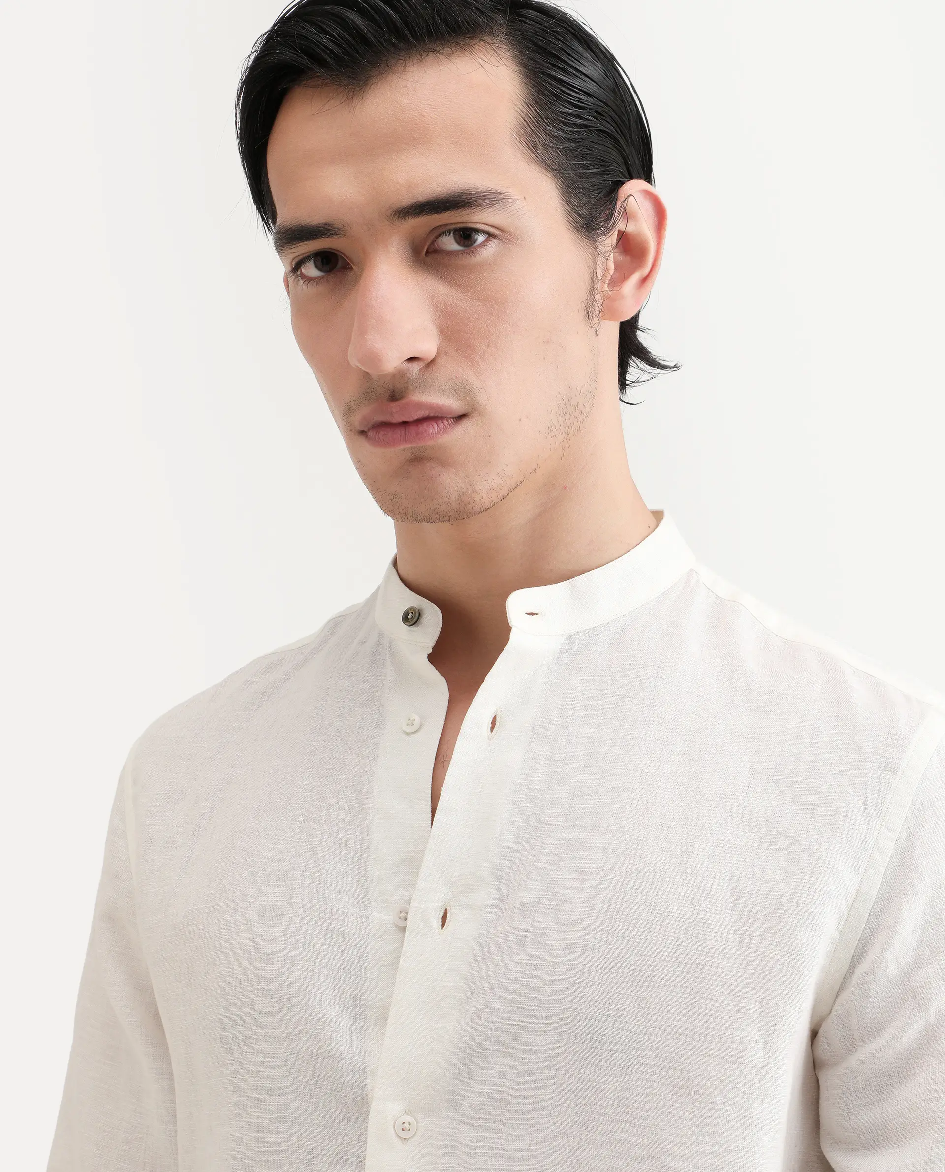Rare Rabbit Men's Cinex 26 Off White Linen Blend Fabric Full Sleeve Regular Fit Shirt - Image 7