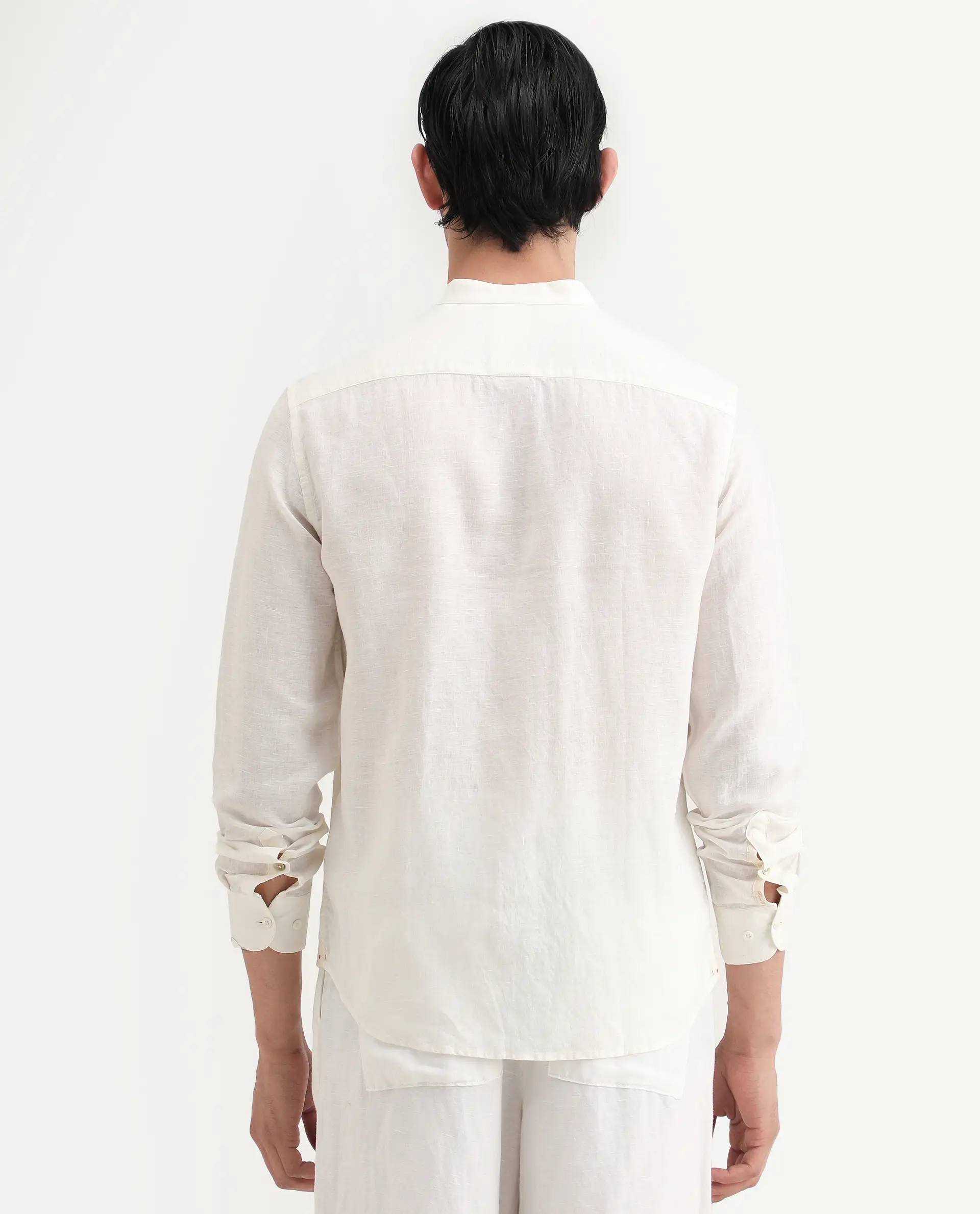 Rare Rabbit Men's Cinex 26 Off White Linen Blend Fabric Full Sleeve Regular Fit Shirt - Image 8