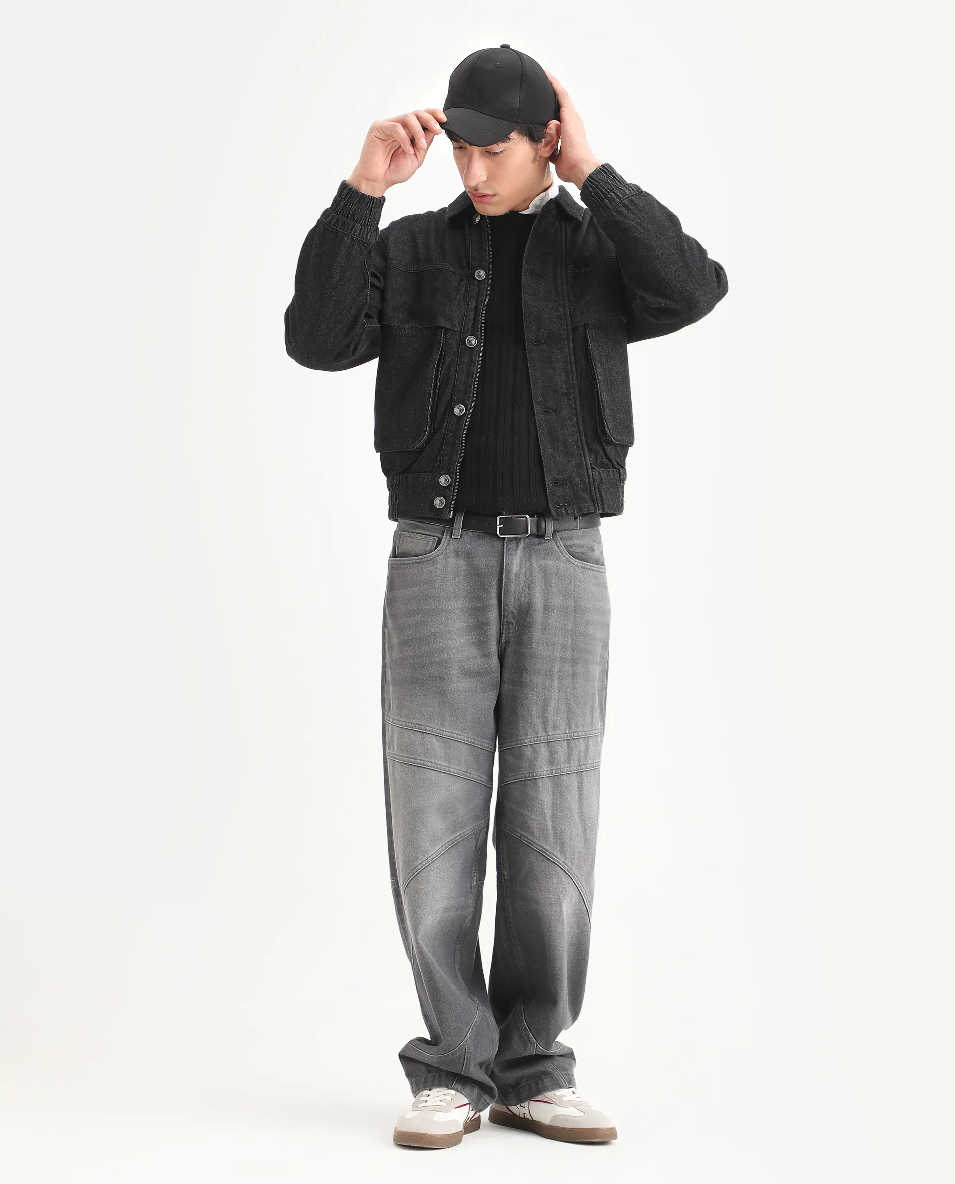 Rare Rabbit Men's Circe Black Cotton Plain Oversized Fit Full Sleeve Spread Collar Jacket - Image 2