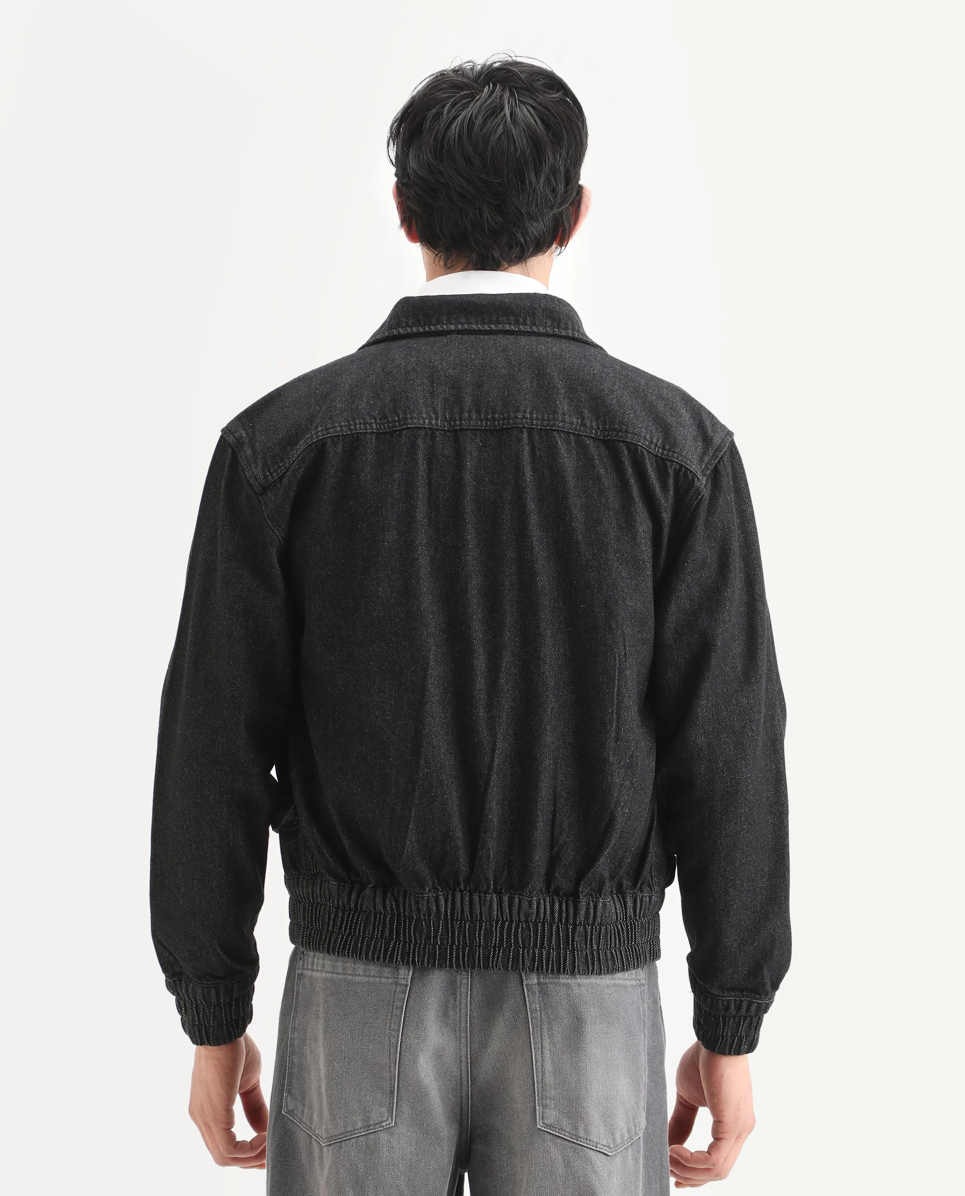 Rare Rabbit Men's Circe Black Cotton Plain Oversized Fit Full Sleeve Spread Collar Jacket - Image 8