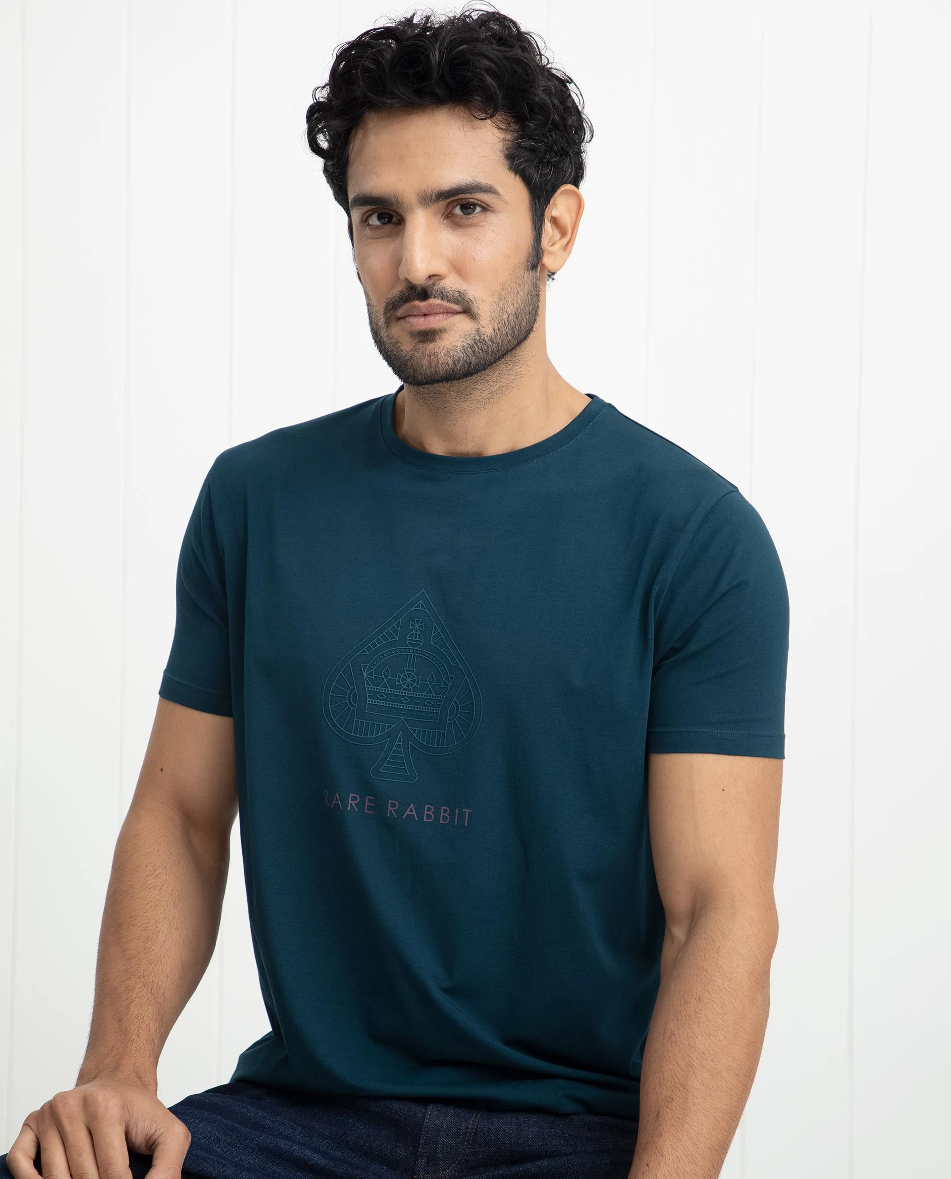 Rare Rabbit Men's Circo Dark Green Cotton Graphic Print Regular Fit Half Sleeve Crew Neck T-Shirt - Image 12