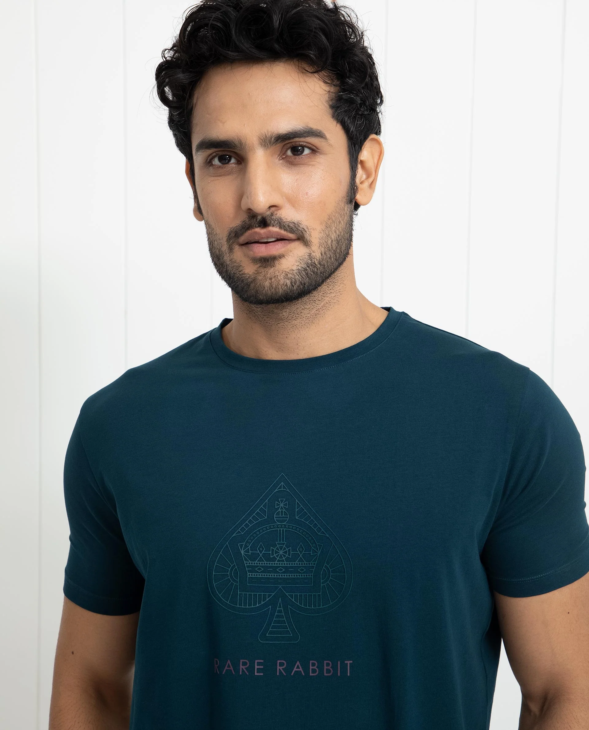 Rare Rabbit Men's Circo Dark Green Cotton Graphic Print Regular Fit Half Sleeve Crew Neck T-Shirt - Image 2