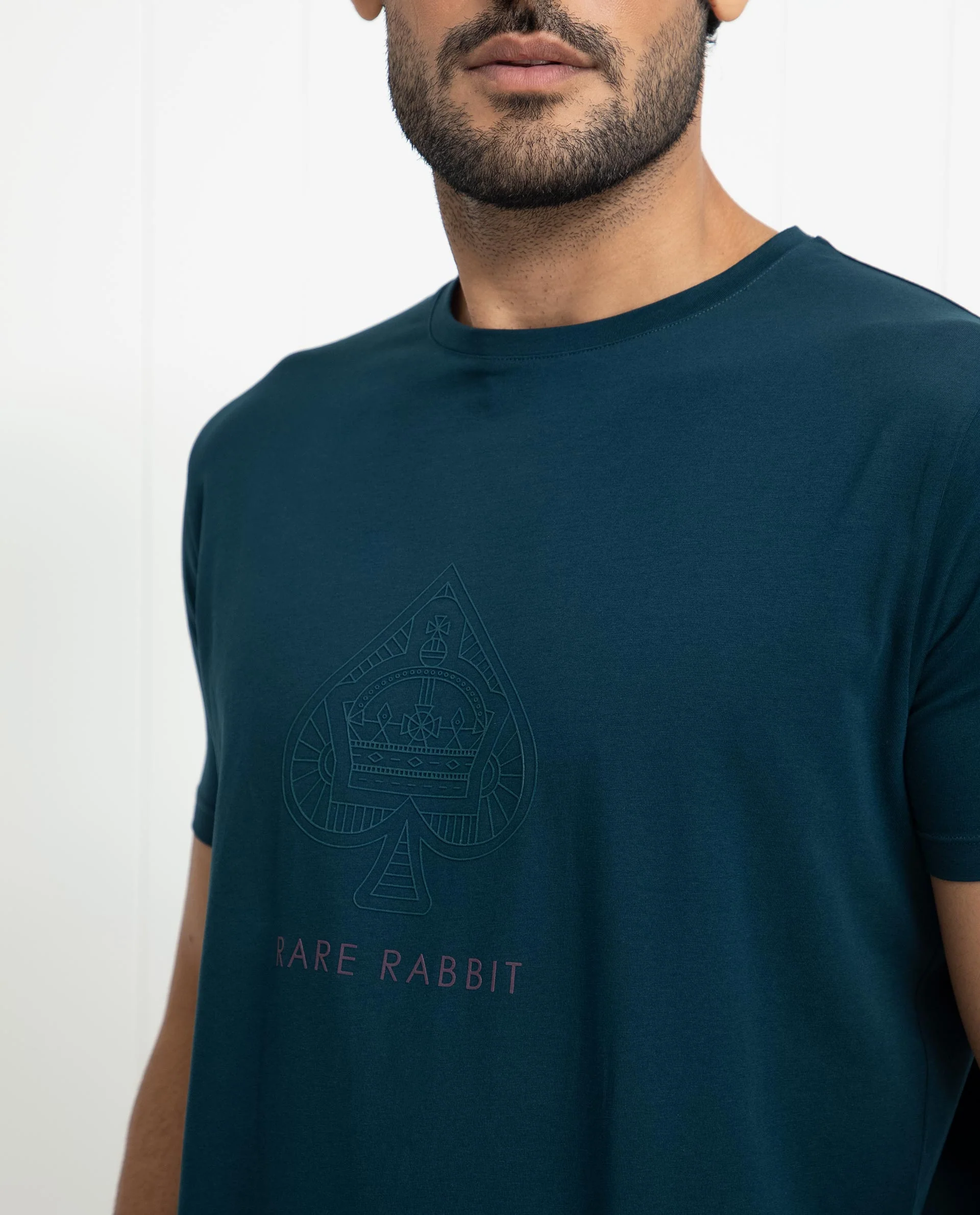 Rare Rabbit Men's Circo Dark Green Cotton Graphic Print Regular Fit Half Sleeve Crew Neck T-Shirt - Image 4