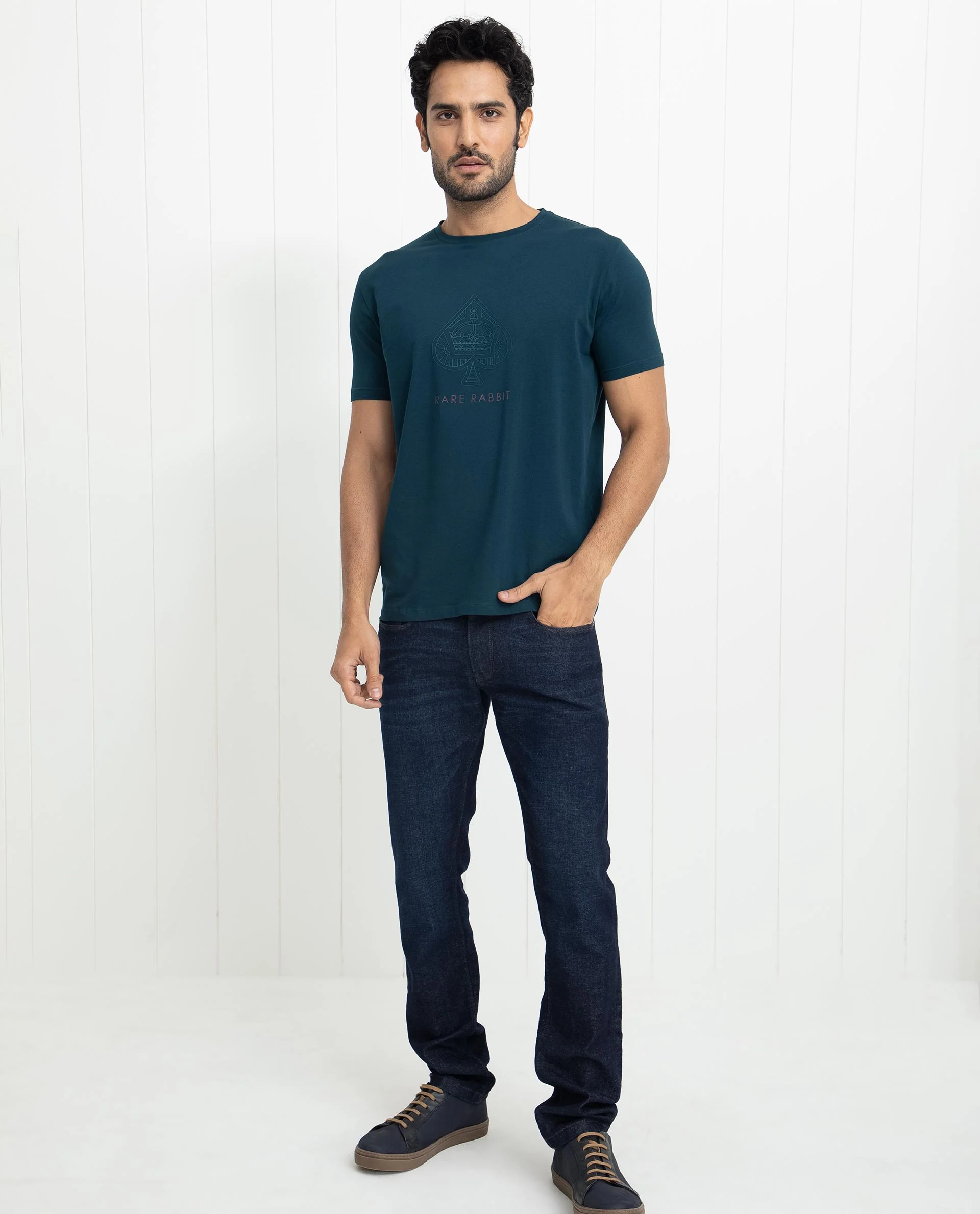 Rare Rabbit Men's Circo Dark Green Cotton Graphic Print Regular Fit Half Sleeve Crew Neck T-Shirt - Image 5