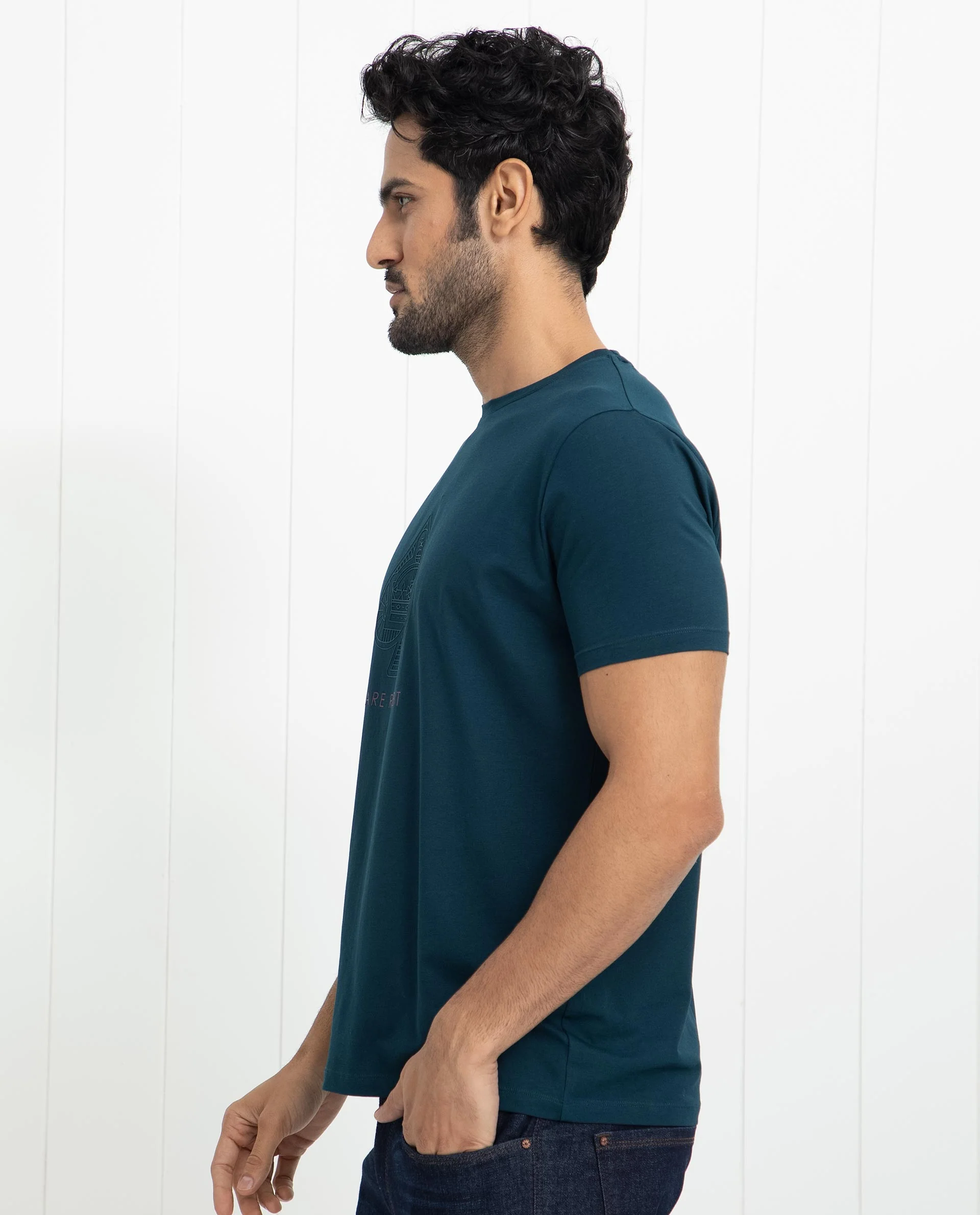 Rare Rabbit Men's Circo Dark Green Cotton Graphic Print Regular Fit Half Sleeve Crew Neck T-Shirt - Image 6