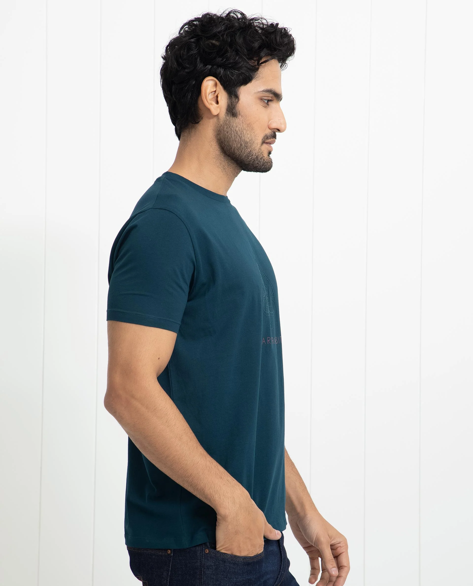 Rare Rabbit Men's Circo Dark Green Cotton Graphic Print Regular Fit Half Sleeve Crew Neck T-Shirt - Image 8