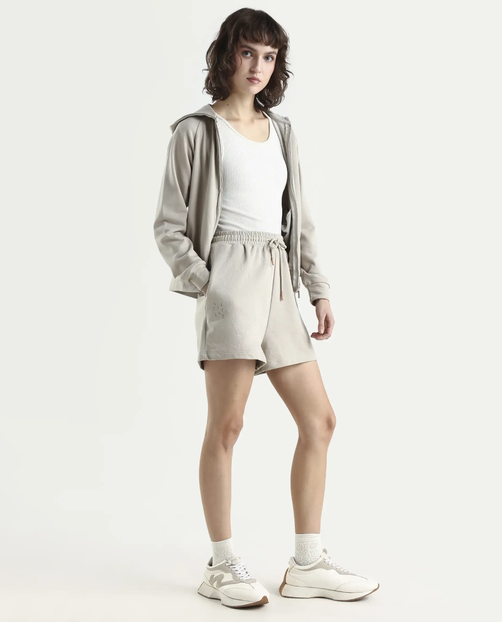 Rareism Women's Medium Weight Terry 290 Gsm Cotton Blend Plain Mini Relaxed Fit Shorts - Image 6