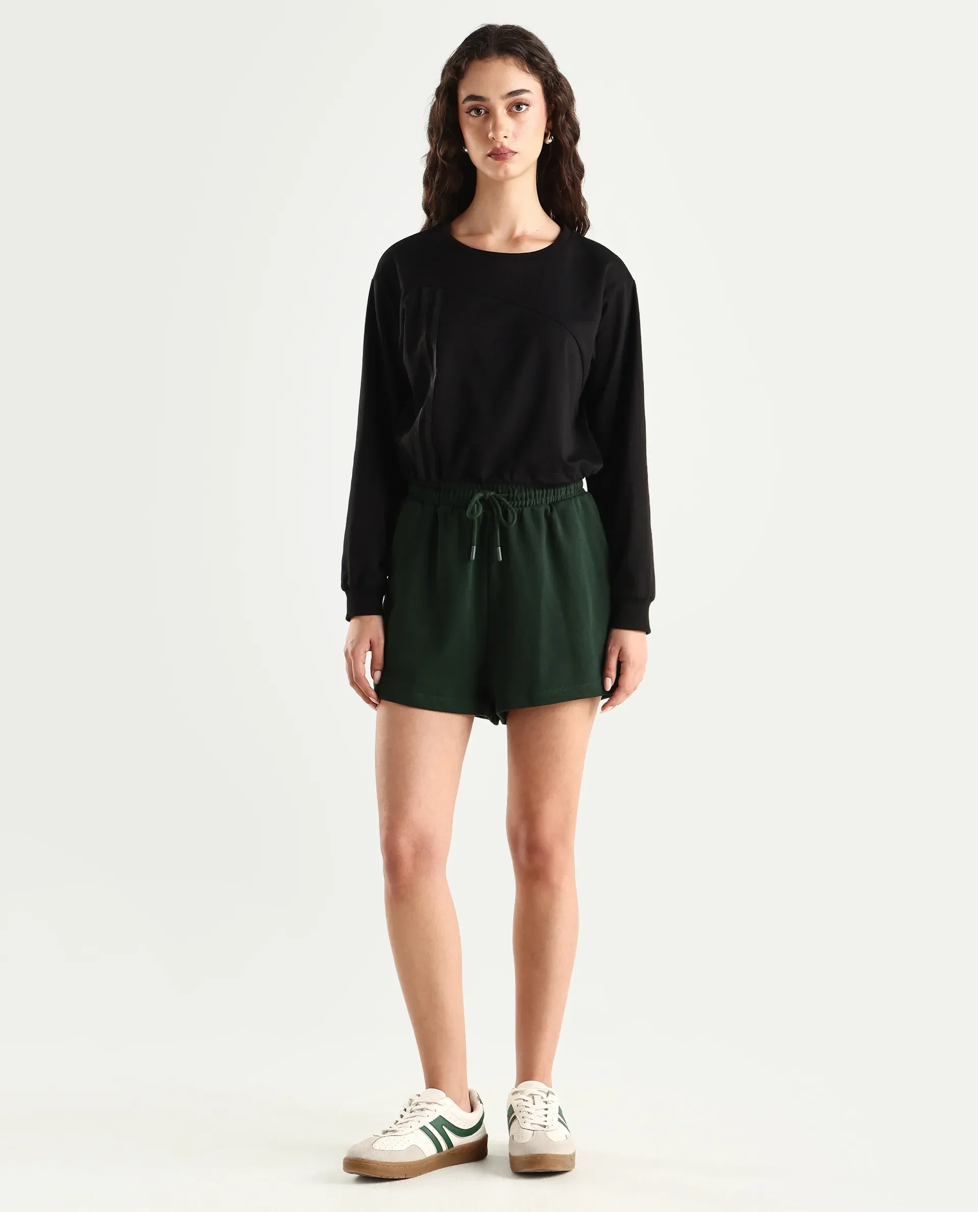 Rareism Women's Medium Weight Terry 290 Gsm Cotton Blend Plain Mini Relaxed Fit Shorts - Image 4