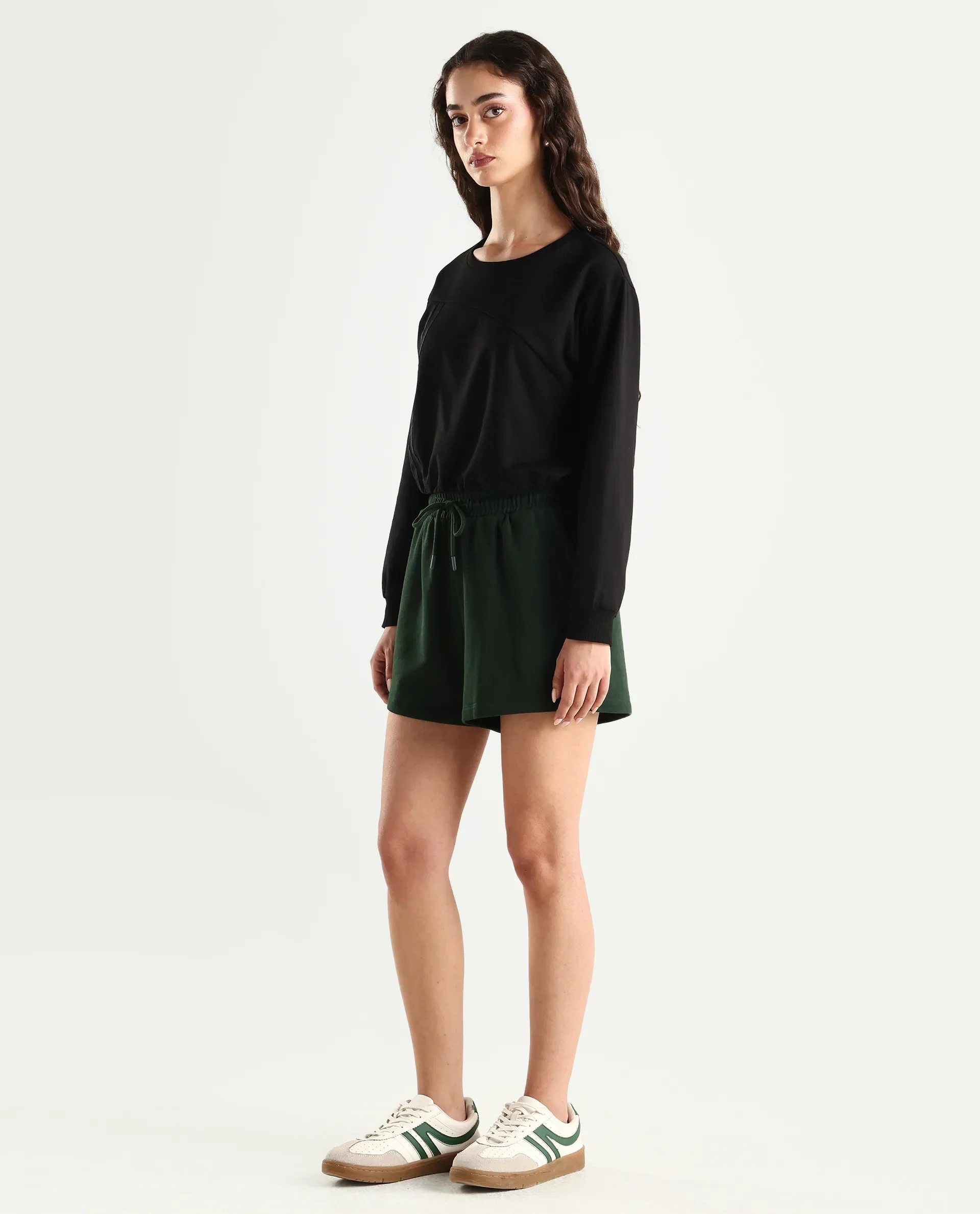 Rareism Women's Medium Weight Terry 290 Gsm Cotton Blend Plain Mini Relaxed Fit Shorts - Image 5