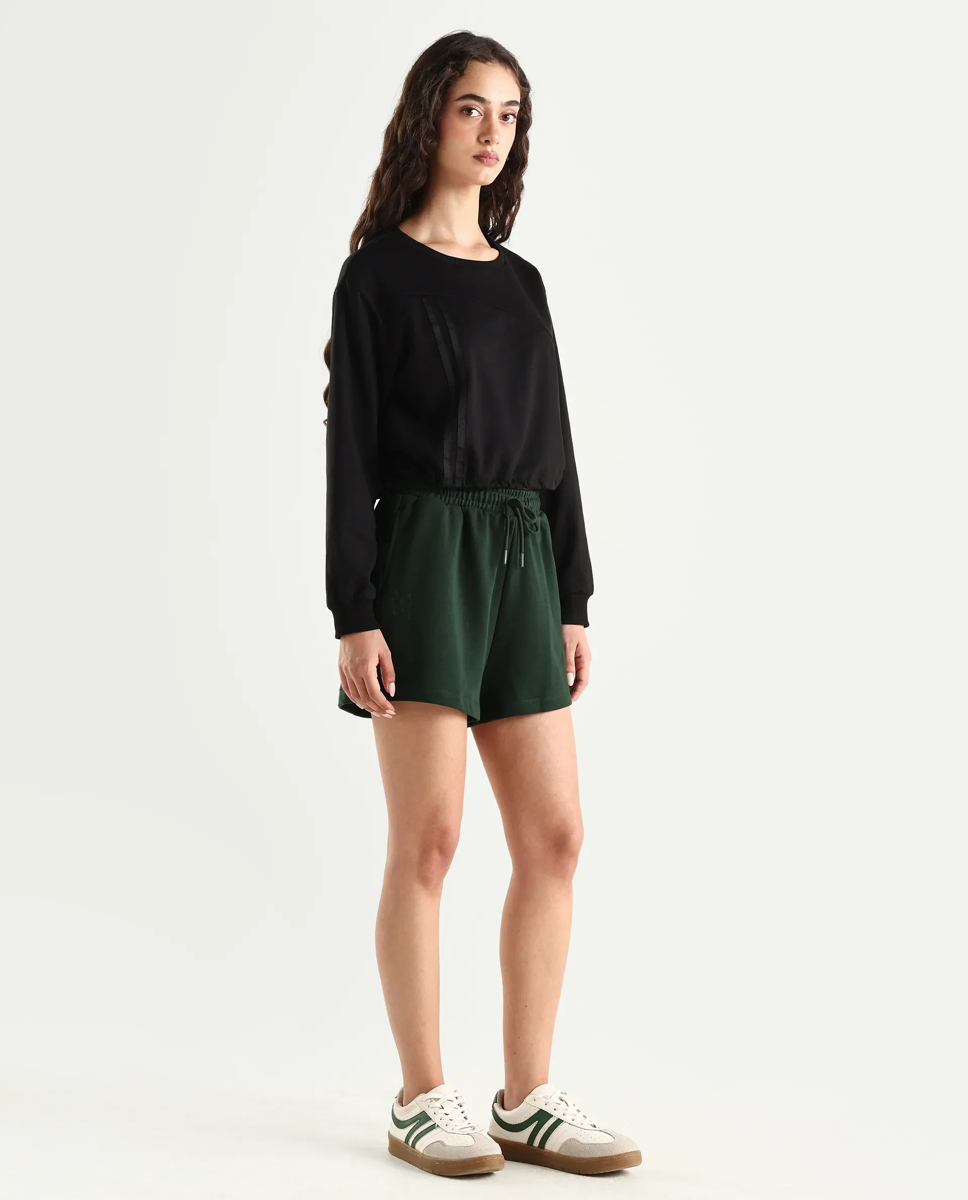 Rareism Women's Medium Weight Terry 290 Gsm Cotton Blend Plain Mini Relaxed Fit Shorts - Image 6