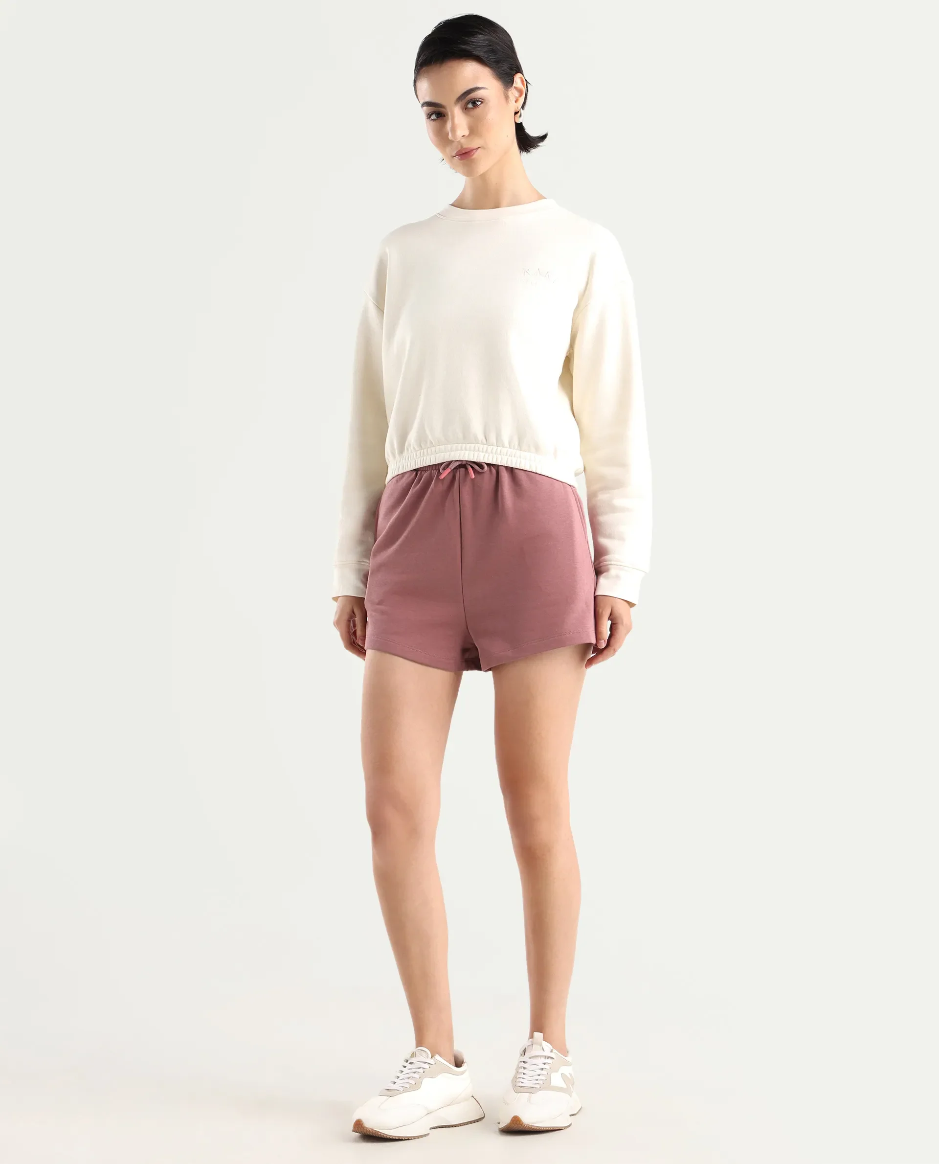 Rareism Women's Medium Weight Terry 290 Gsm Cotton Blend Plain Mini Relaxed Fit Shorts - Image 3