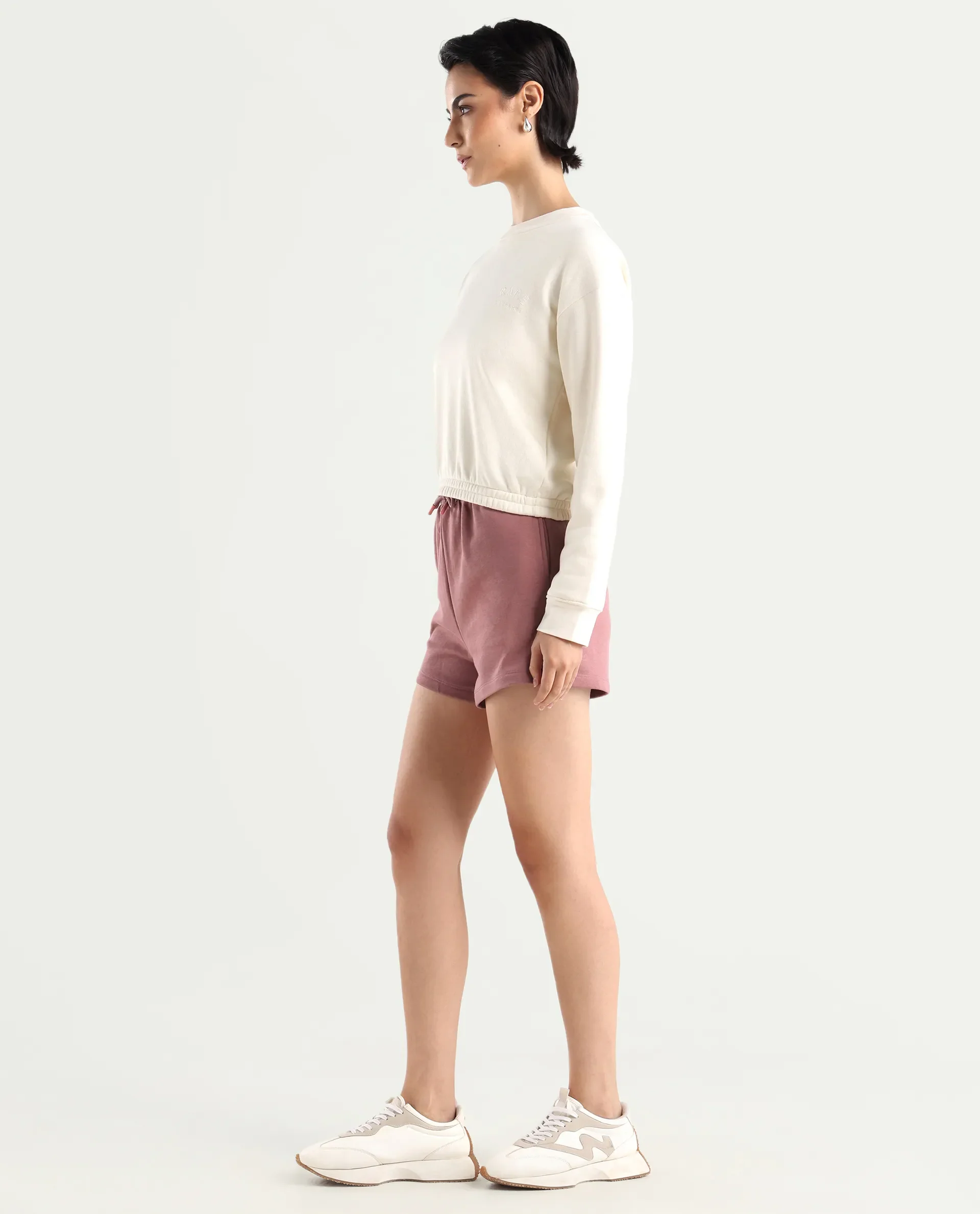 Rareism Women's Medium Weight Terry 290 Gsm Cotton Blend Plain Mini Relaxed Fit Shorts - Image 5