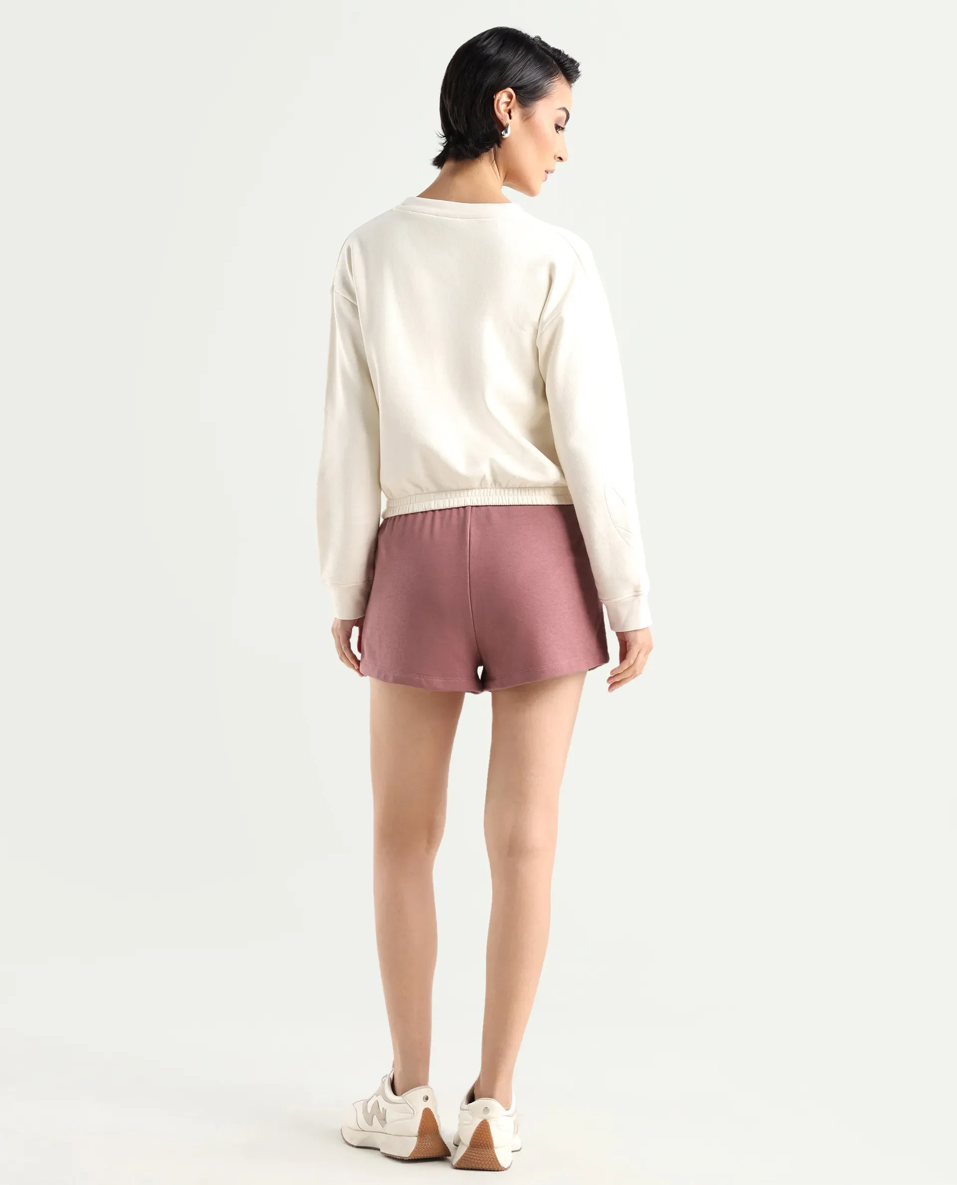 Rareism Women's Medium Weight Terry 290 Gsm Cotton Blend Plain Mini Relaxed Fit Shorts - Image 7