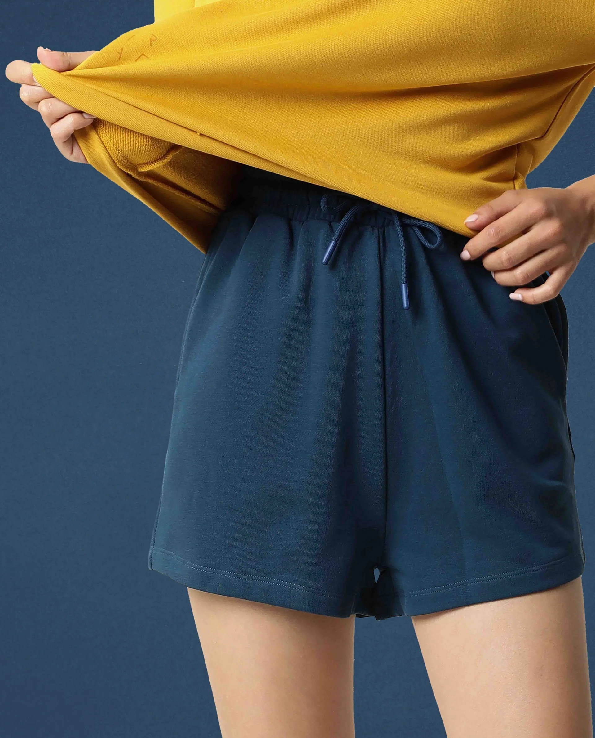 Rareism Women's Medium Weight Terry 290 Gsm Cotton Blend Plain Mini Relaxed Fit Shorts - Image 4