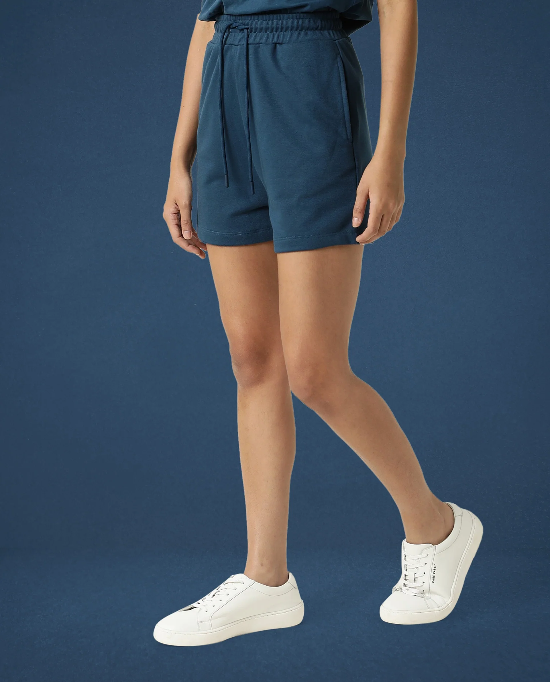 Rareism Women's Medium Weight Terry 290 Gsm Cotton Blend Plain Mini Relaxed Fit Shorts - Image 5