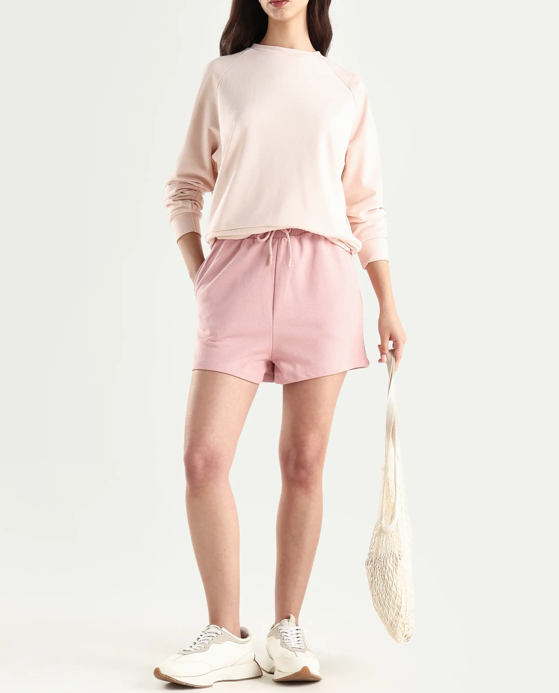 Rareism Women's Medium Weight Terry 290 Gsm Cotton Blend Plain Mini Relaxed Fit Shorts - Image 2