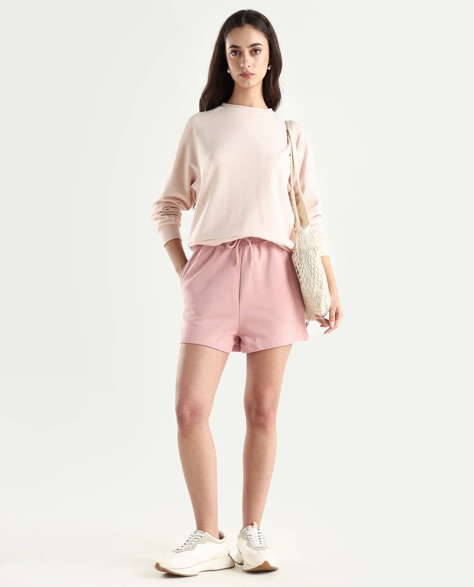 Rareism Women's Medium Weight Terry 290 Gsm Cotton Blend Plain Mini Relaxed Fit Shorts - Image 3