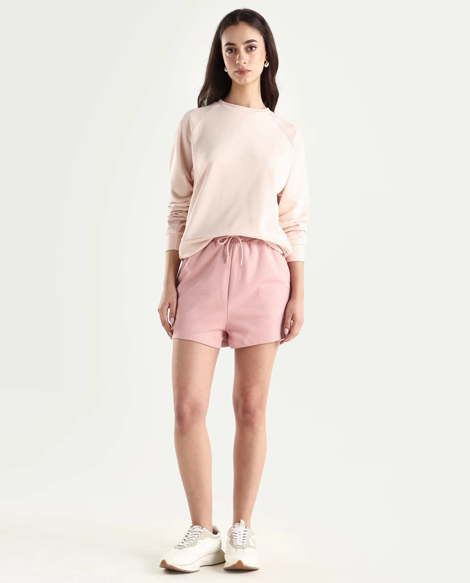 Rareism Women's Medium Weight Terry 290 Gsm Cotton Blend Plain Mini Relaxed Fit Shorts - Image 4