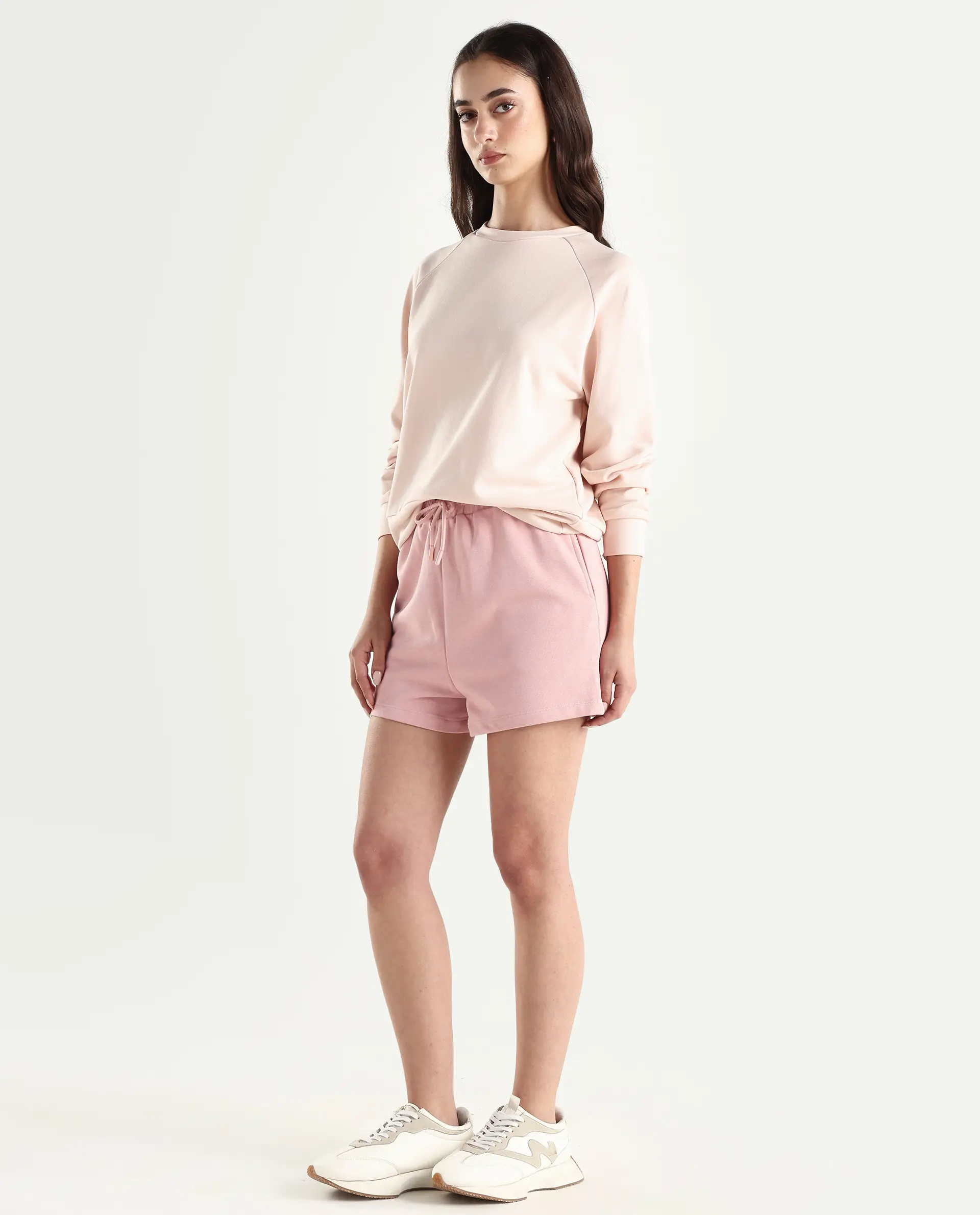 Rareism Women's Medium Weight Terry 290 Gsm Cotton Blend Plain Mini Relaxed Fit Shorts - Image 5