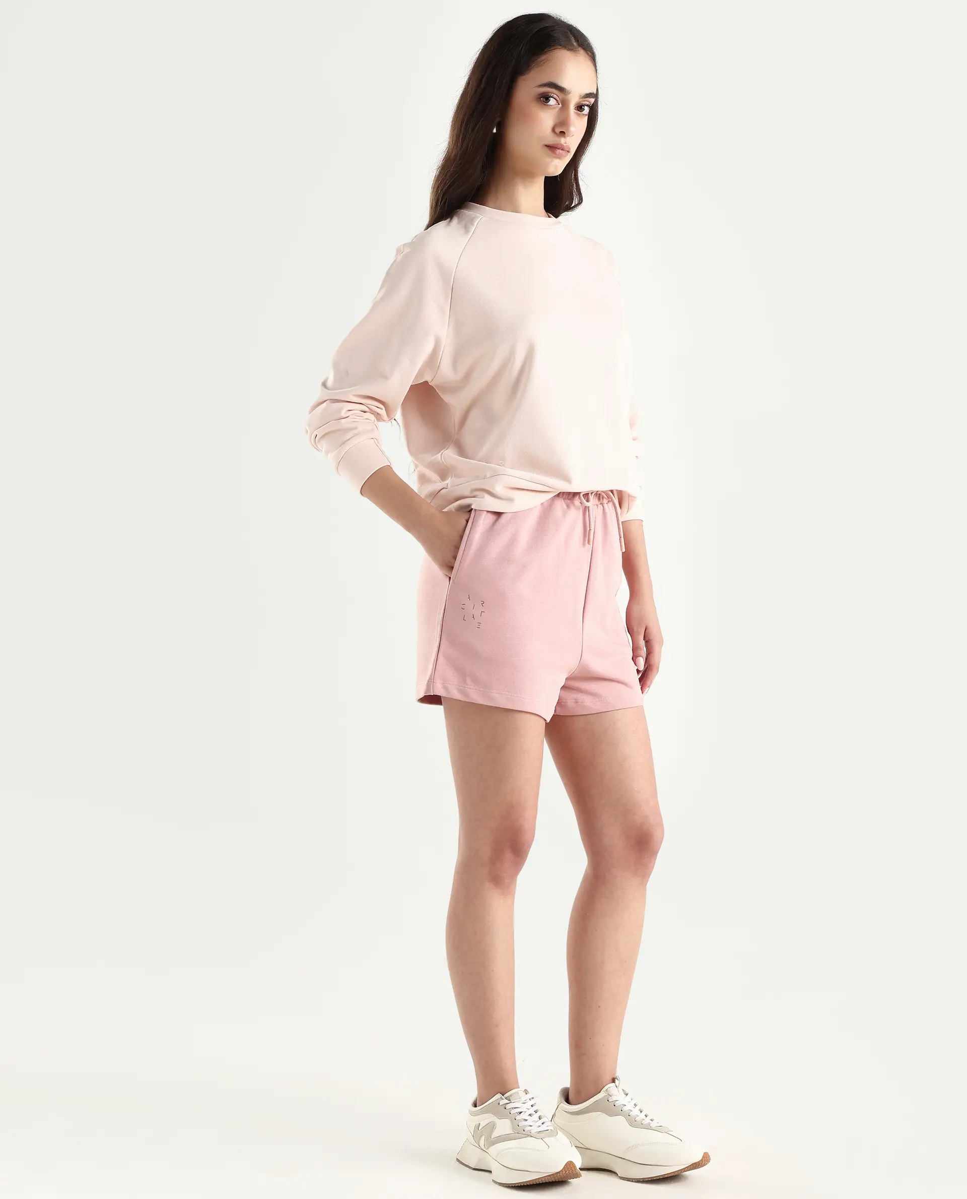 Rareism Women's Medium Weight Terry 290 Gsm Cotton Blend Plain Mini Relaxed Fit Shorts - Image 6