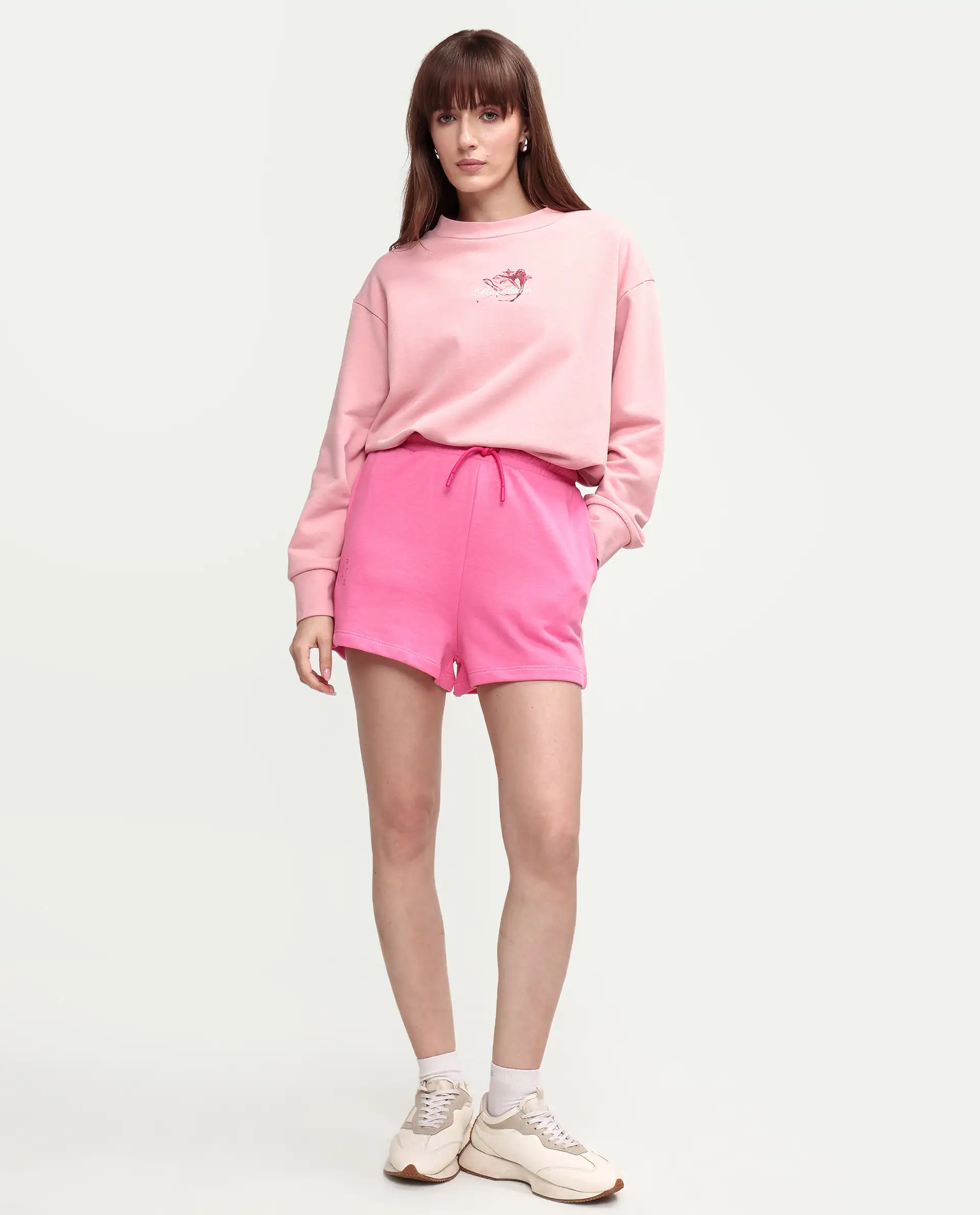 Rareism Women's Medium Weight Terry 290 Gsm Cotton Blend Plain Mini Relaxed Fit Shorts - Image 4