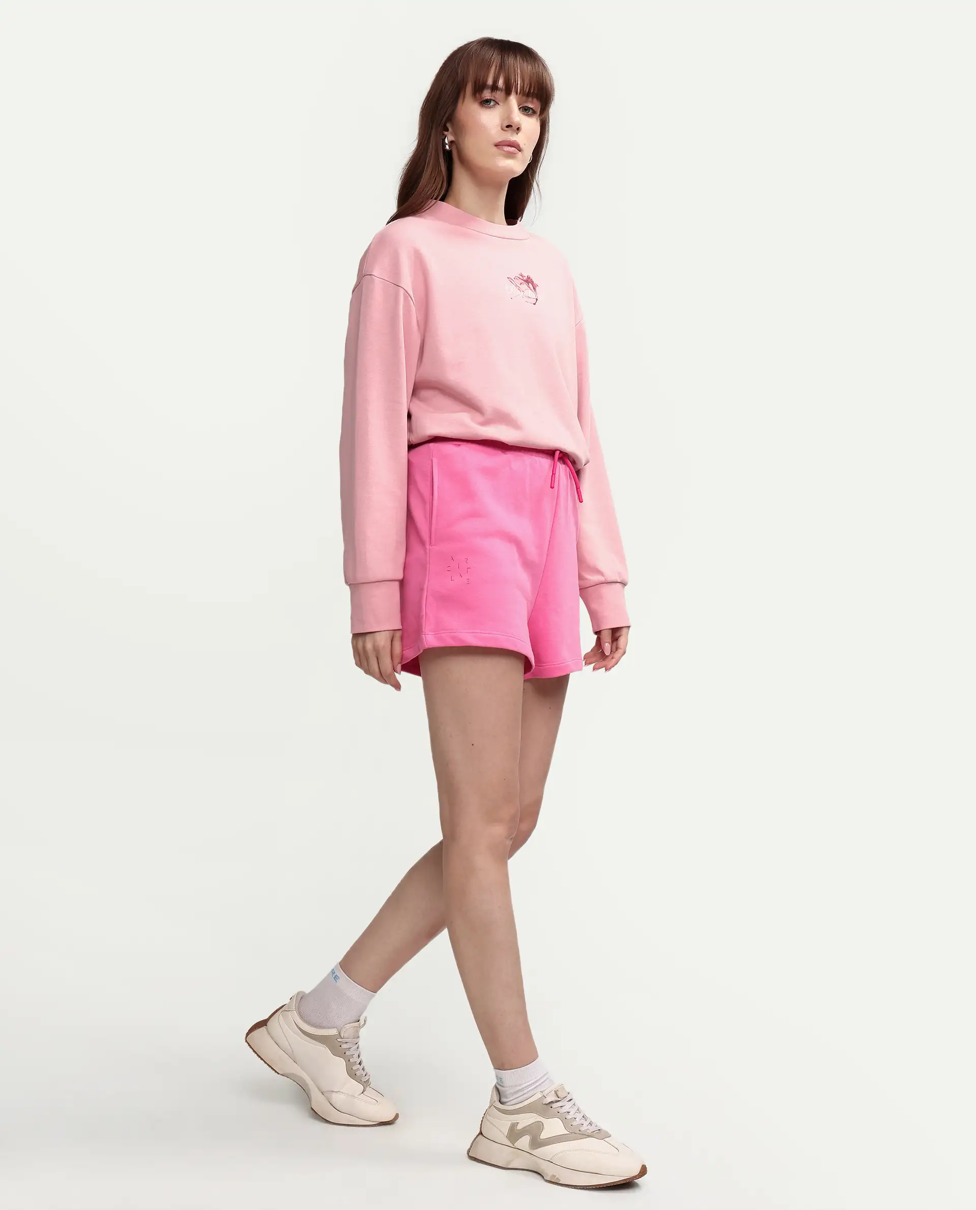 Rareism Women's Medium Weight Terry 290 Gsm Cotton Blend Plain Mini Relaxed Fit Shorts - Image 6