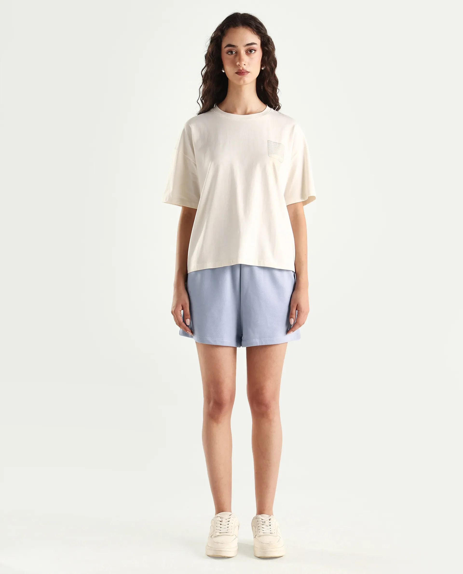 Rareism Women's Medium Weight Terry 290 Gsm Cotton Blend Plain Mini Relaxed Fit Shorts - Image 3