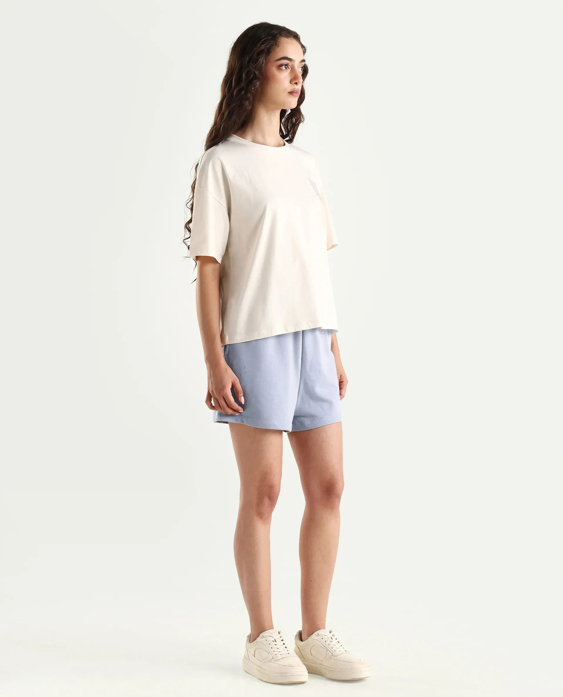 Rareism Women's Medium Weight Terry 290 Gsm Cotton Blend Plain Mini Relaxed Fit Shorts - Image 6
