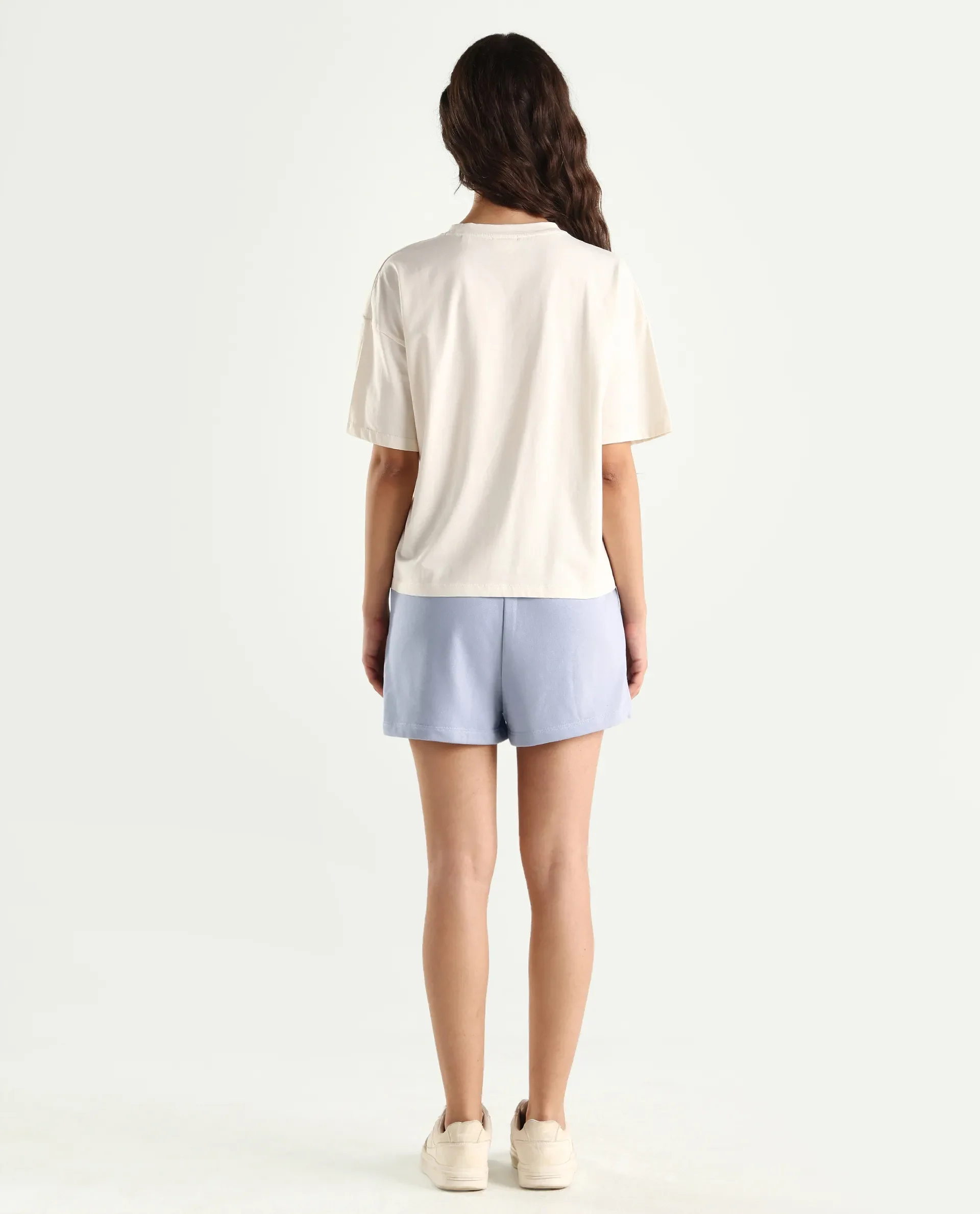 Rareism Women's Medium Weight Terry 290 Gsm Cotton Blend Plain Mini Relaxed Fit Shorts - Image 7
