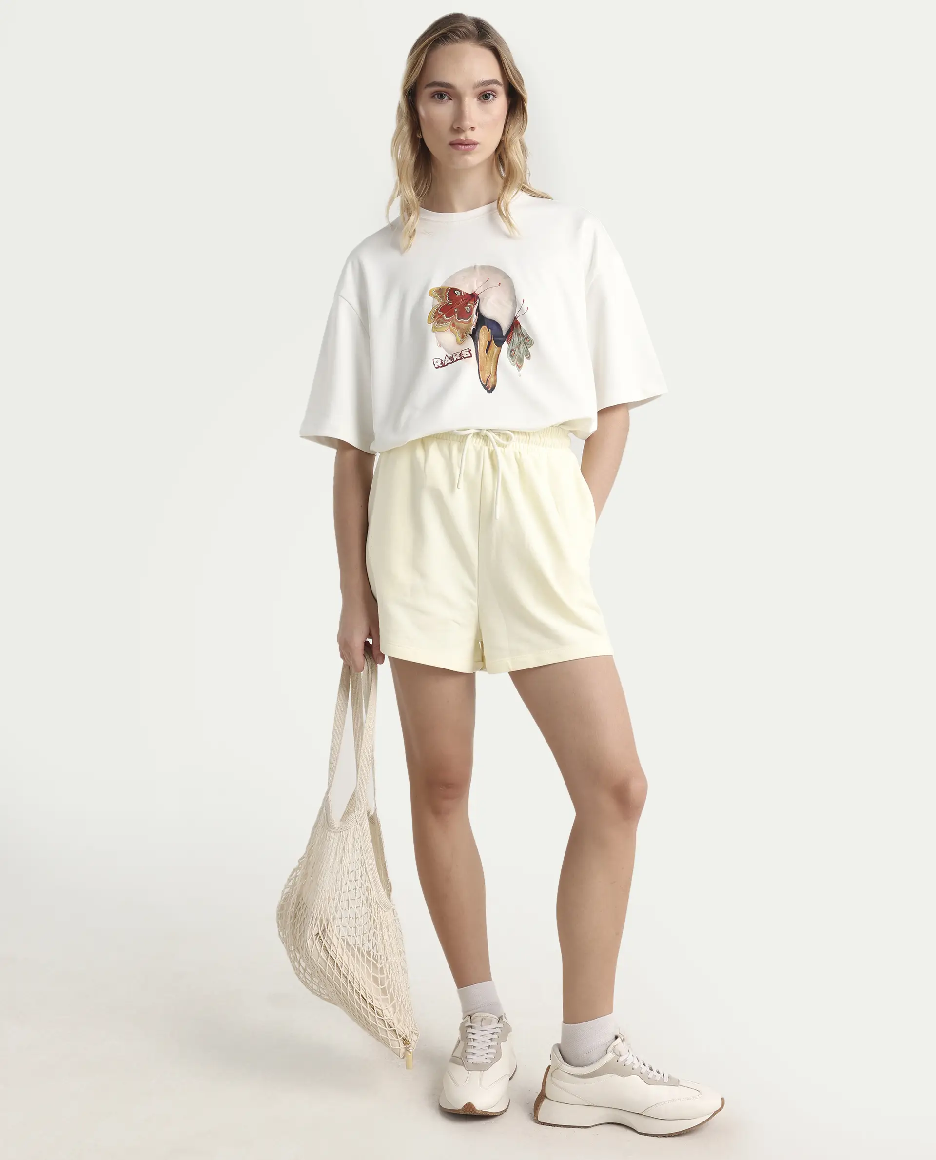 Rareism Women's Medium Weight Terry 290 Gsm Cotton Blend Plain Mini Relaxed Fit Shorts - Image 2