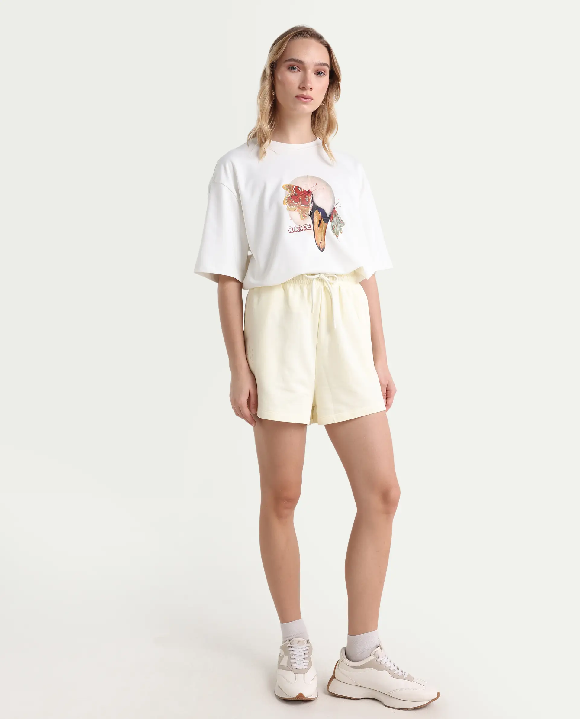 Rareism Women's Medium Weight Terry 290 Gsm Cotton Blend Plain Mini Relaxed Fit Shorts - Image 6