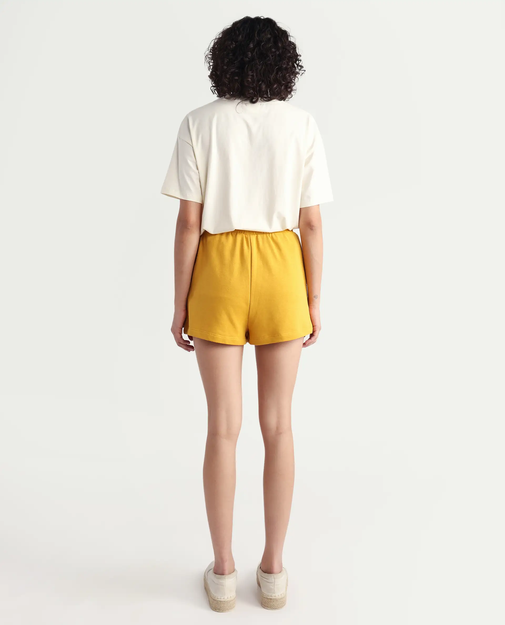 Rareism Women's Medium Weight Terry 290 Gsm Cotton Blend Plain Mini Relaxed Fit Shorts - Image 7