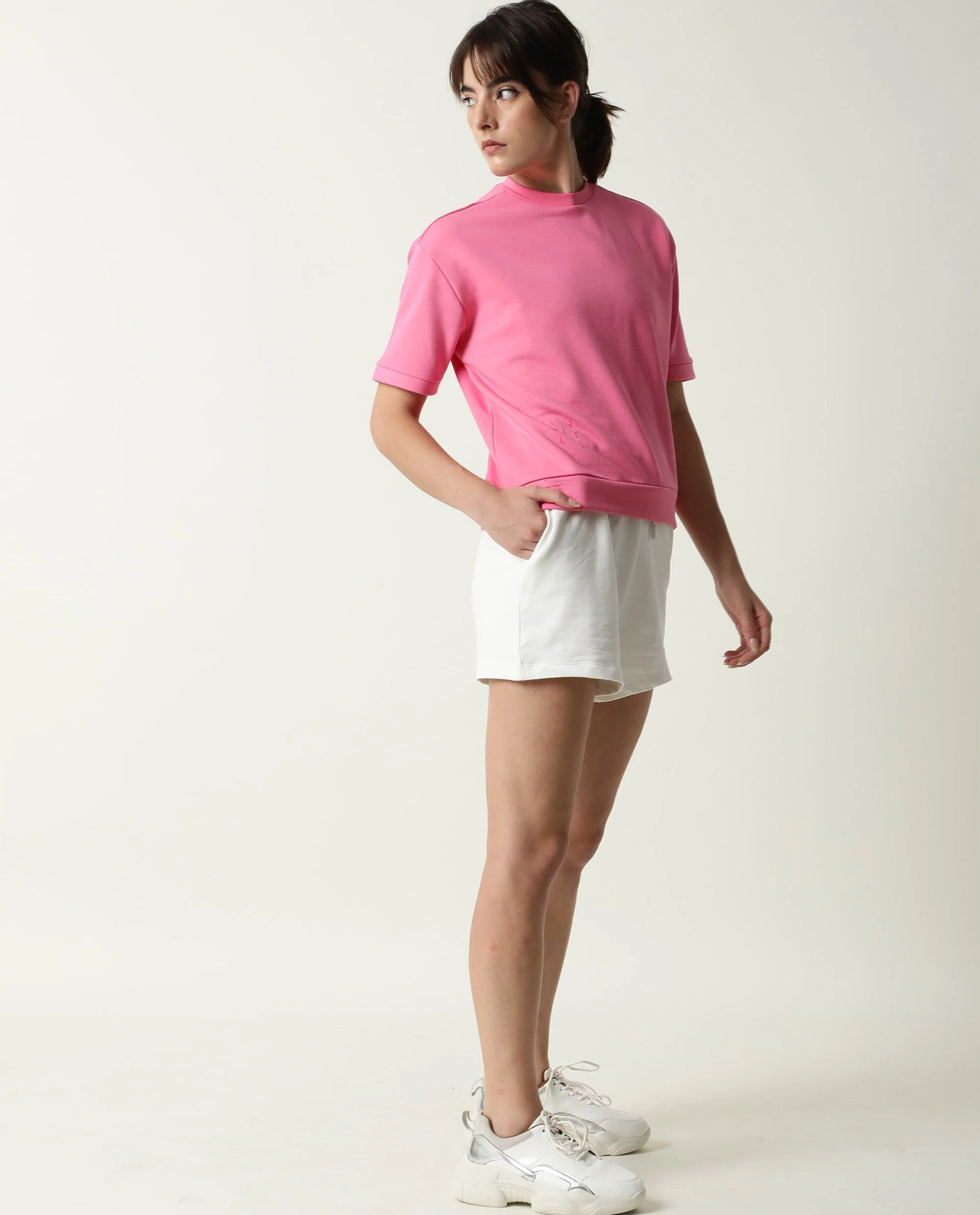 Rareism Women's Medium Weight Terry 290 Gsm Cotton Blend Plain Mini Relaxed Fit Shorts - Image 6