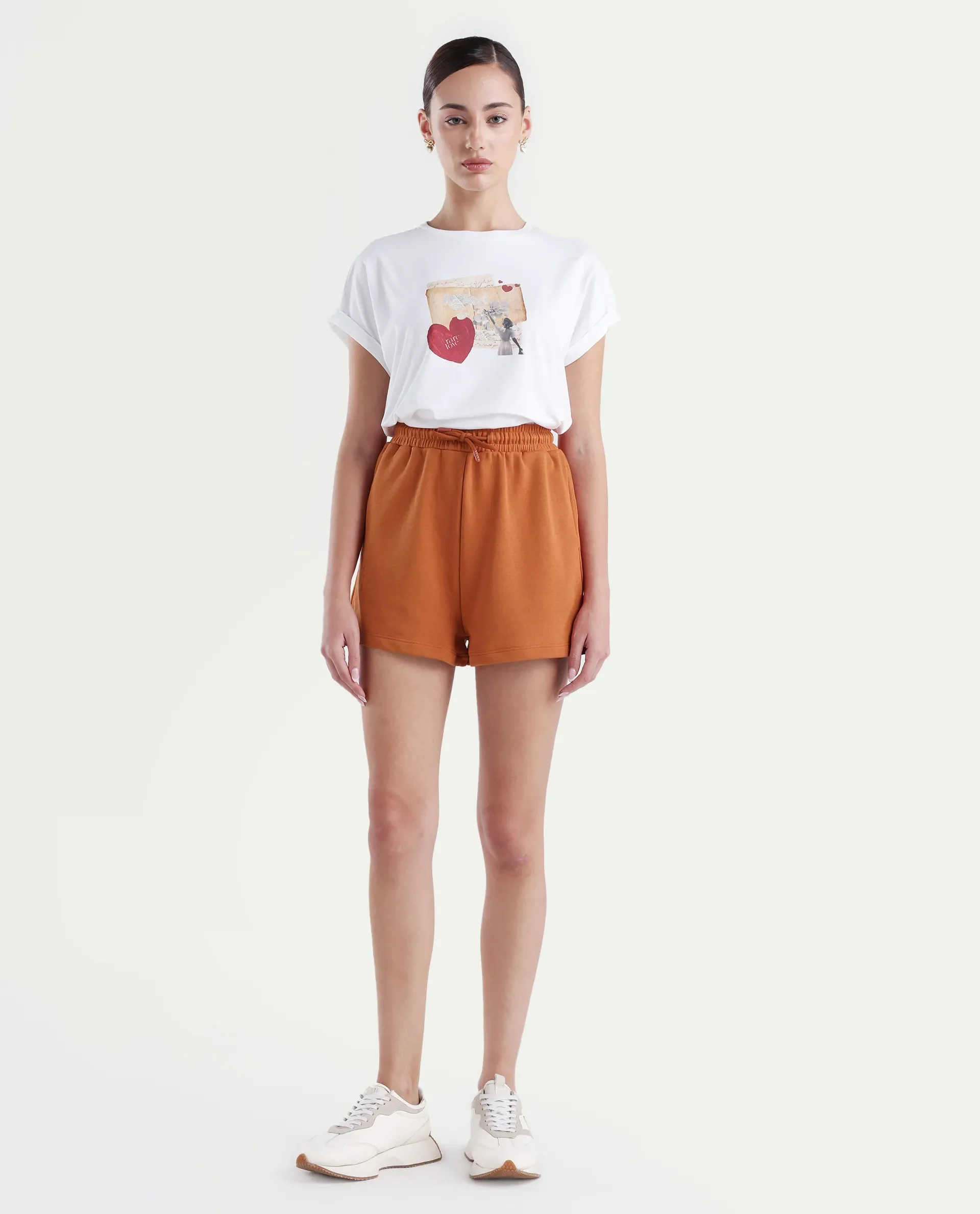 Rareism Women's Medium Weight Terry 290 Gsm Cotton Blend Plain Mini Relaxed Fit Shorts - Image 4
