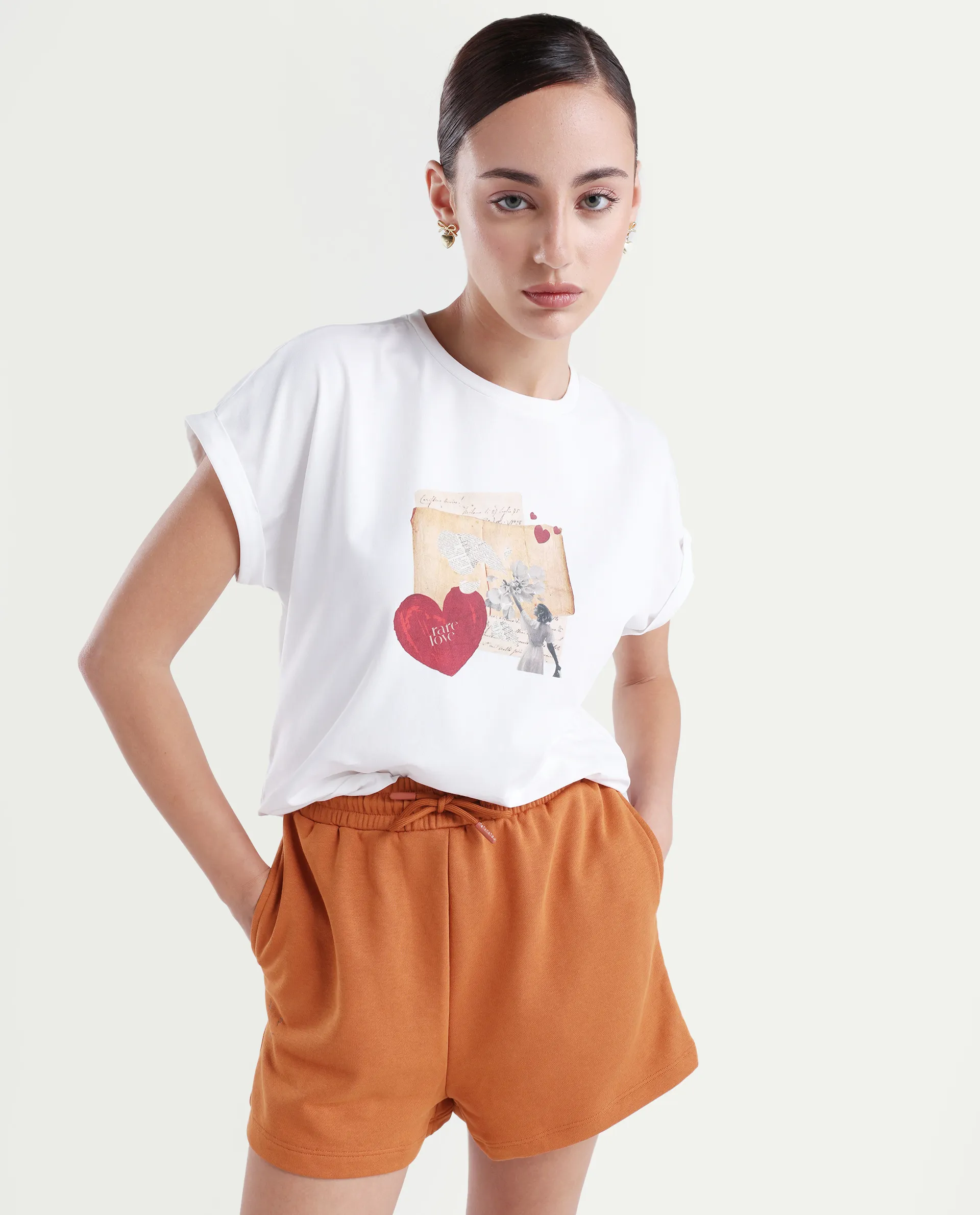 Rareism Women's Medium Weight Terry 290 Gsm Cotton Blend Plain Mini Relaxed Fit Shorts - Image 6