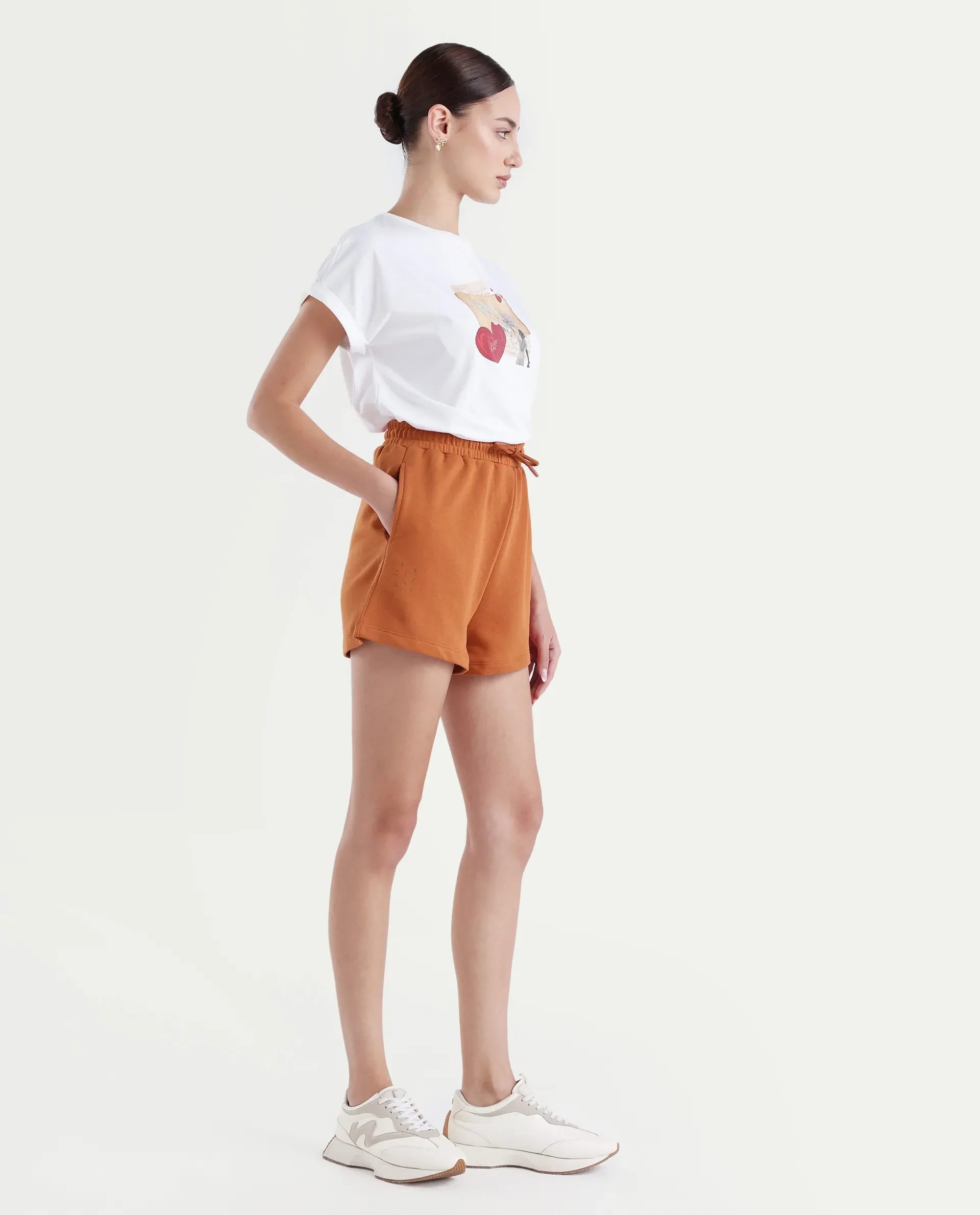 Rareism Women's Medium Weight Terry 290 Gsm Cotton Blend Plain Mini Relaxed Fit Shorts - Image 8