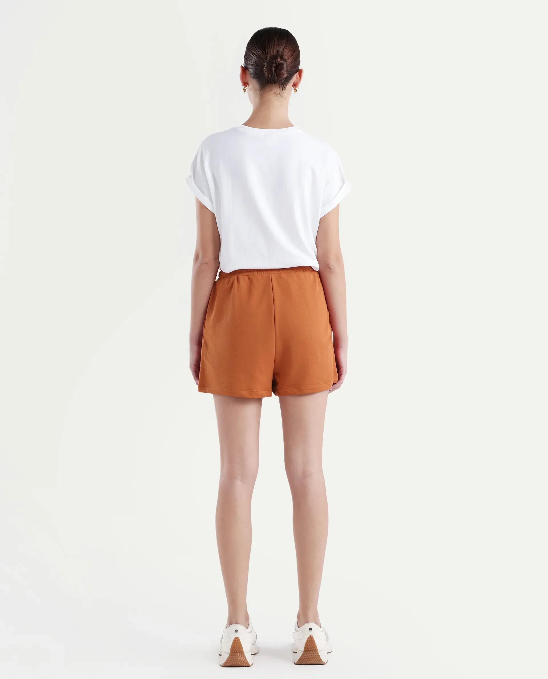 Rareism Women's Medium Weight Terry 290 Gsm Cotton Blend Plain Mini Relaxed Fit Shorts - Image 9