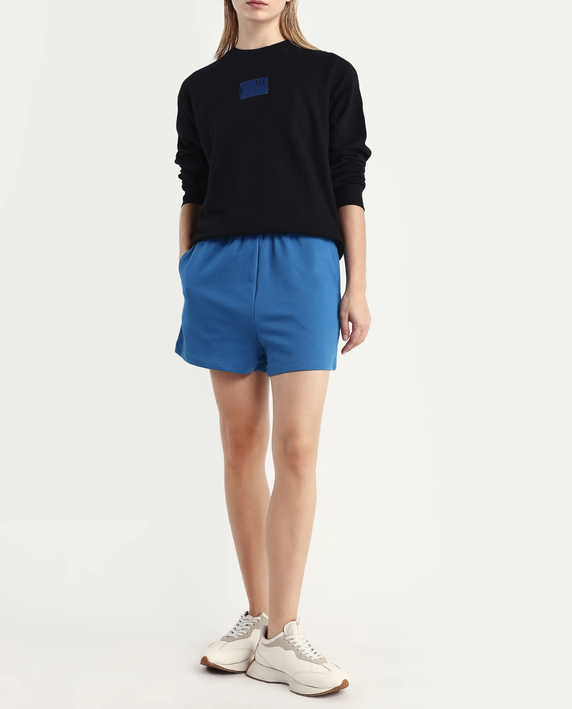 Rareism Women's Medium Weight Terry 290 Gsm Cotton Blend Plain Mini Relaxed Fit Shorts - Image 3