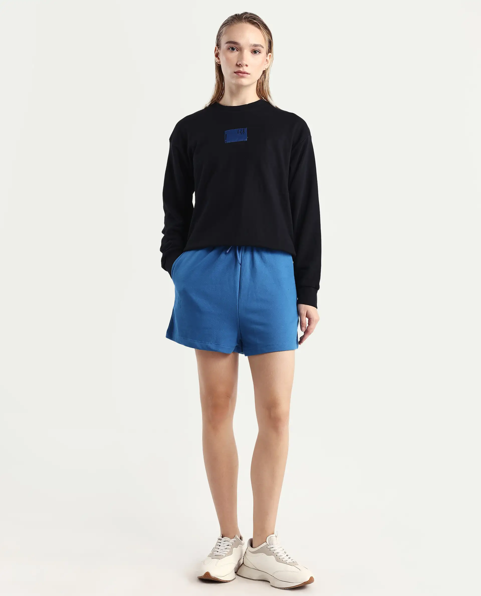 Rareism Women's Medium Weight Terry 290 Gsm Cotton Blend Plain Mini Relaxed Fit Shorts - Image 4