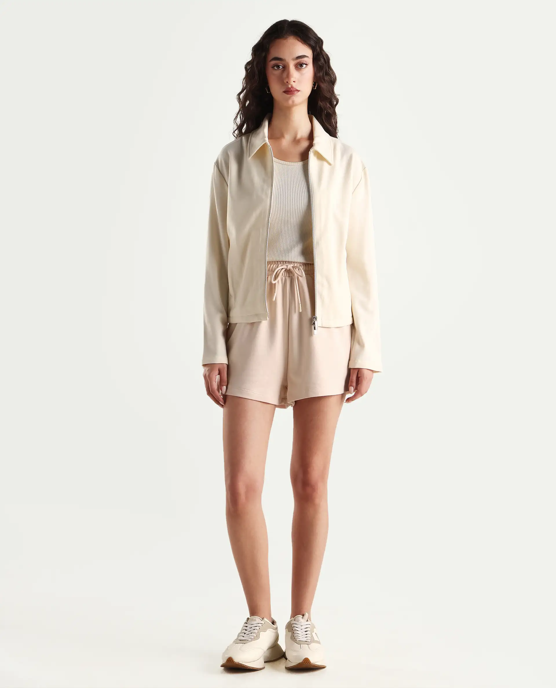 Rareism Women's Medium Weight Terry 290 Gsm Cotton Blend Plain Mini Relaxed Fit Shorts - Image 3