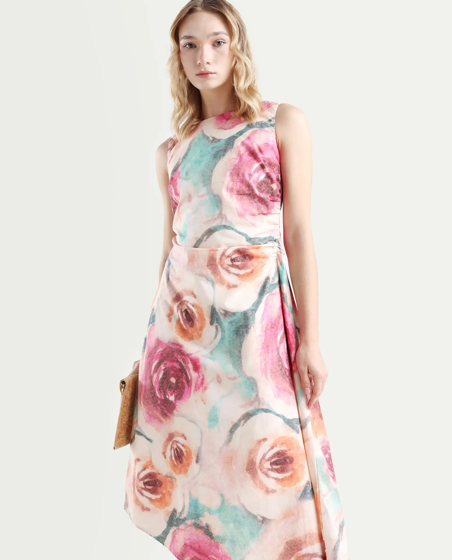 Rareism Women's Cirina Multi Boat Neck A-Line Printed Midi Dress - Image 3