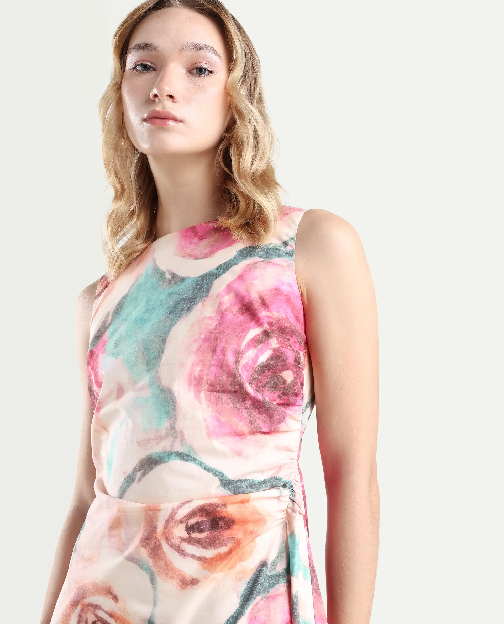 Rareism Women's Cirina Multi Boat Neck A-Line Printed Midi Dress - Image 4