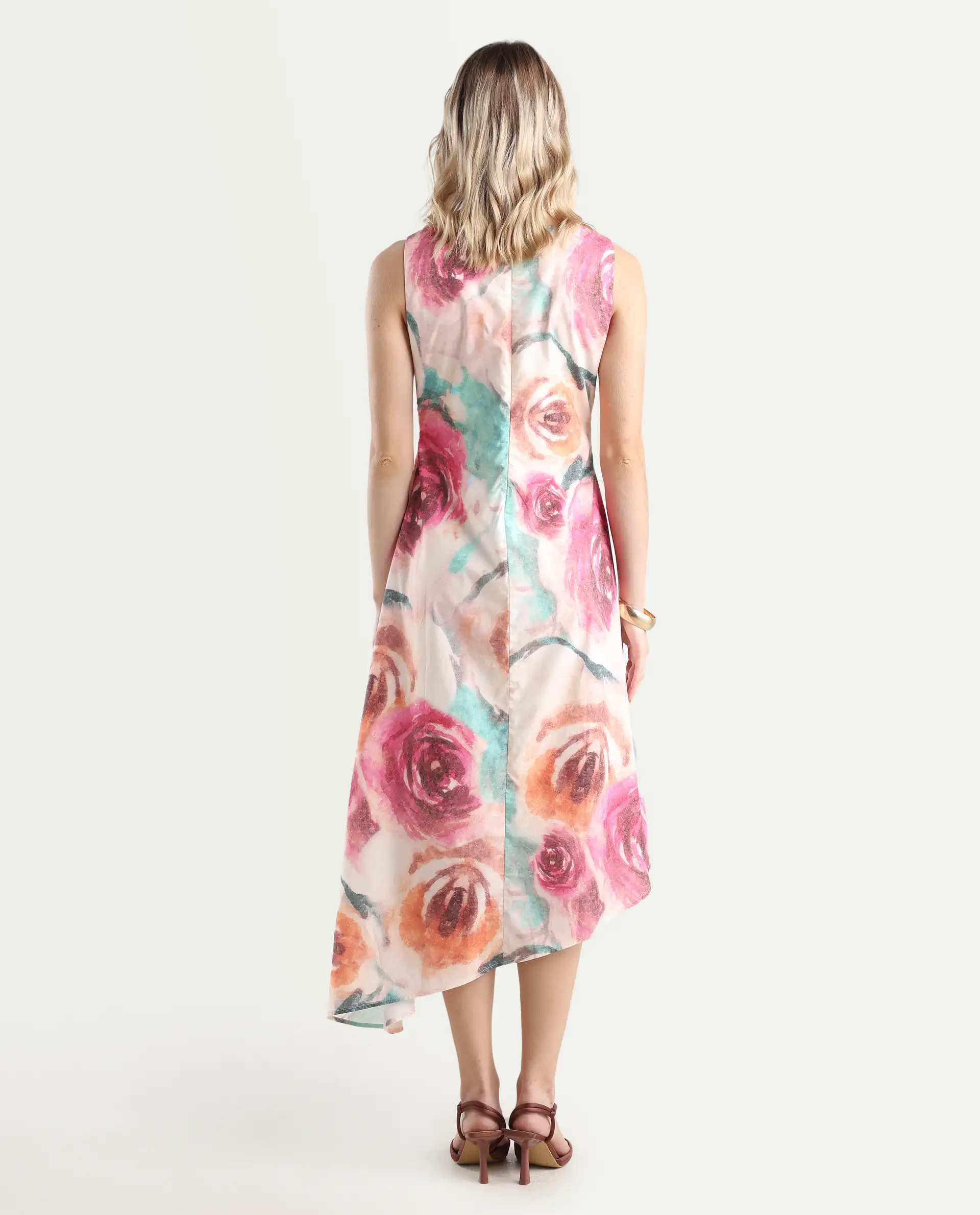 Rareism Women's Cirina Multi Boat Neck A-Line Printed Midi Dress - Image 7