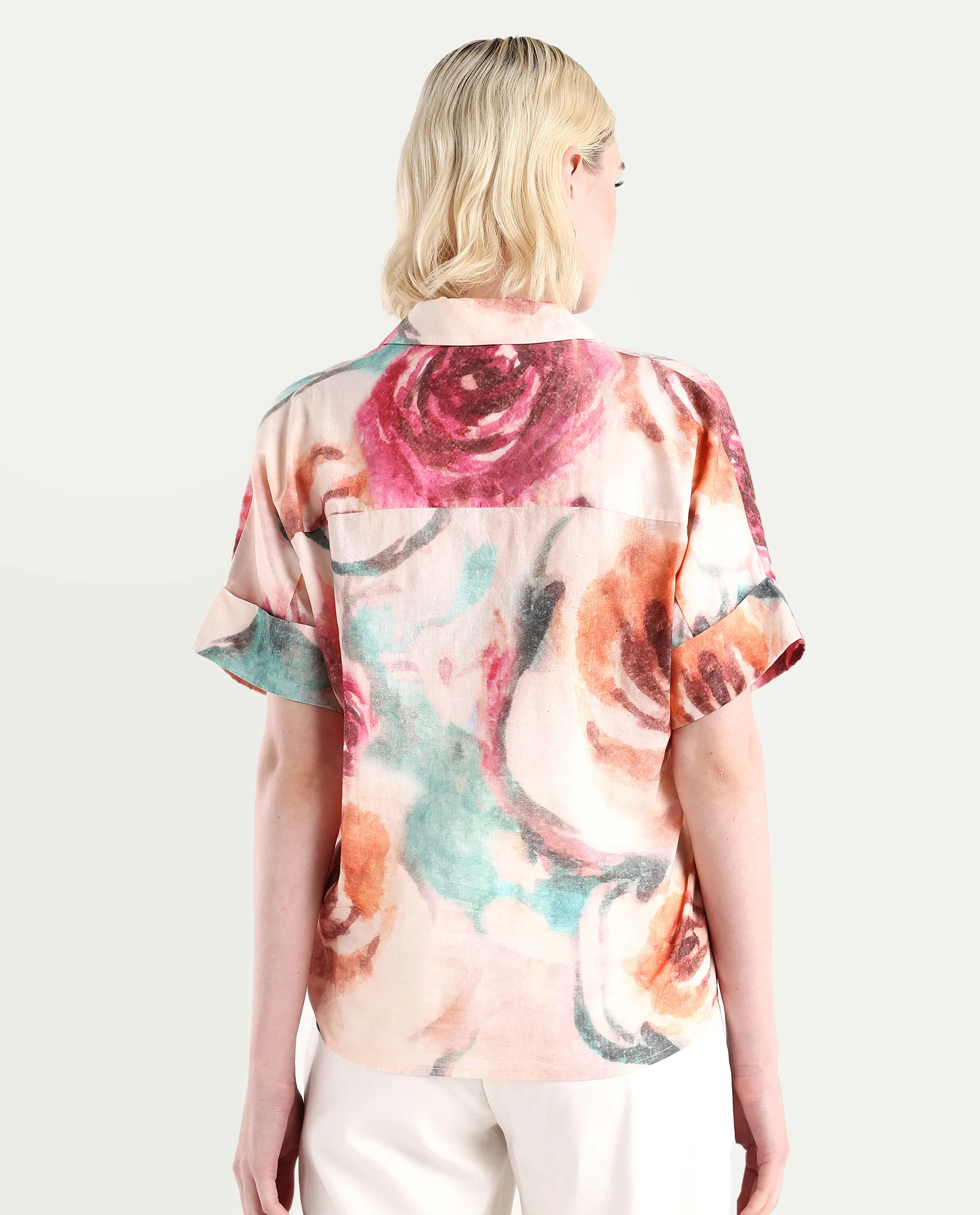 Rareism Women's Cirio Multi Johnny Collar Printed Boxy Fit Top - Image 7