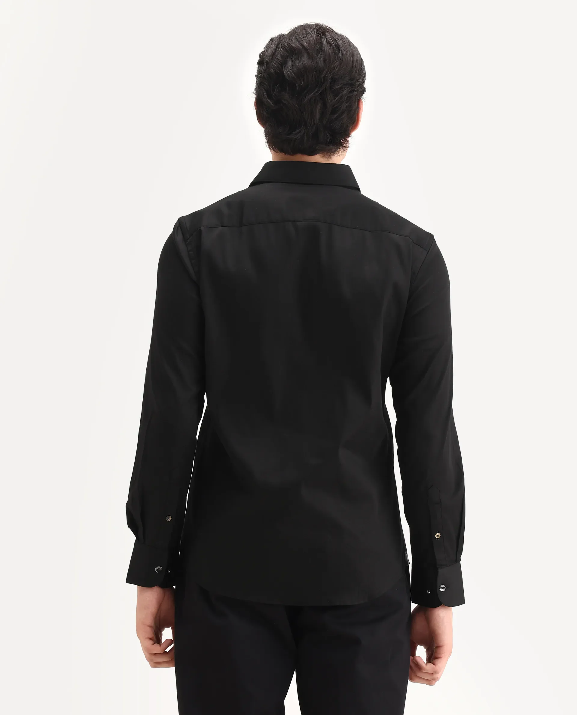 Rare Rabbit Men's Ciro Black Cotton Embroidered Regular Fit Full Sleeve Collared Shirt - Image 6