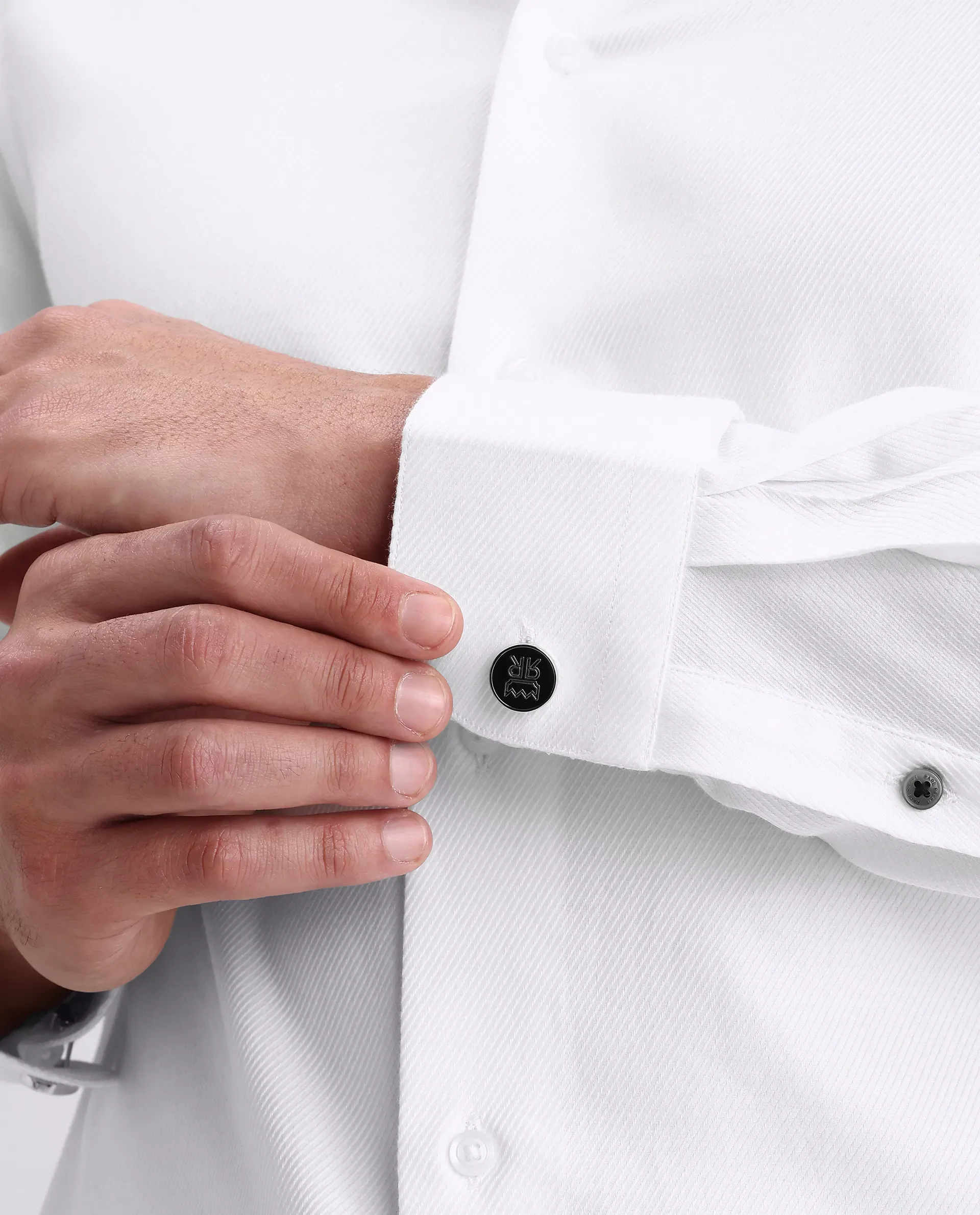 Rare Rabbit Men's Civo White Cotton Fabric Full Sleeve Spread Collar Button Regular Plain Shirt - Image 3