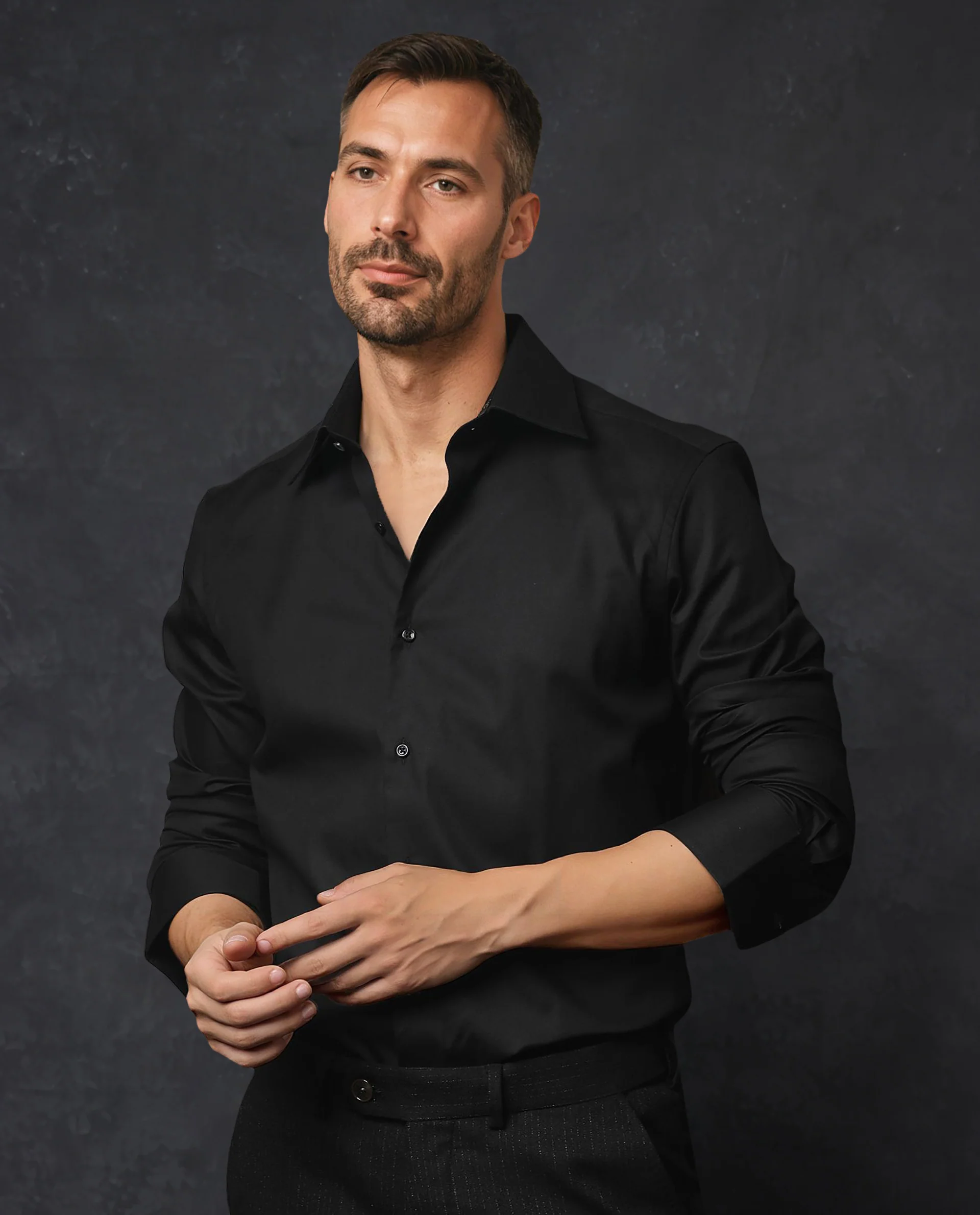 Rare Rabbit Men's Clade Black Cotton Plain Regular Fit Full Sleeve Collared Shirt - Image 5