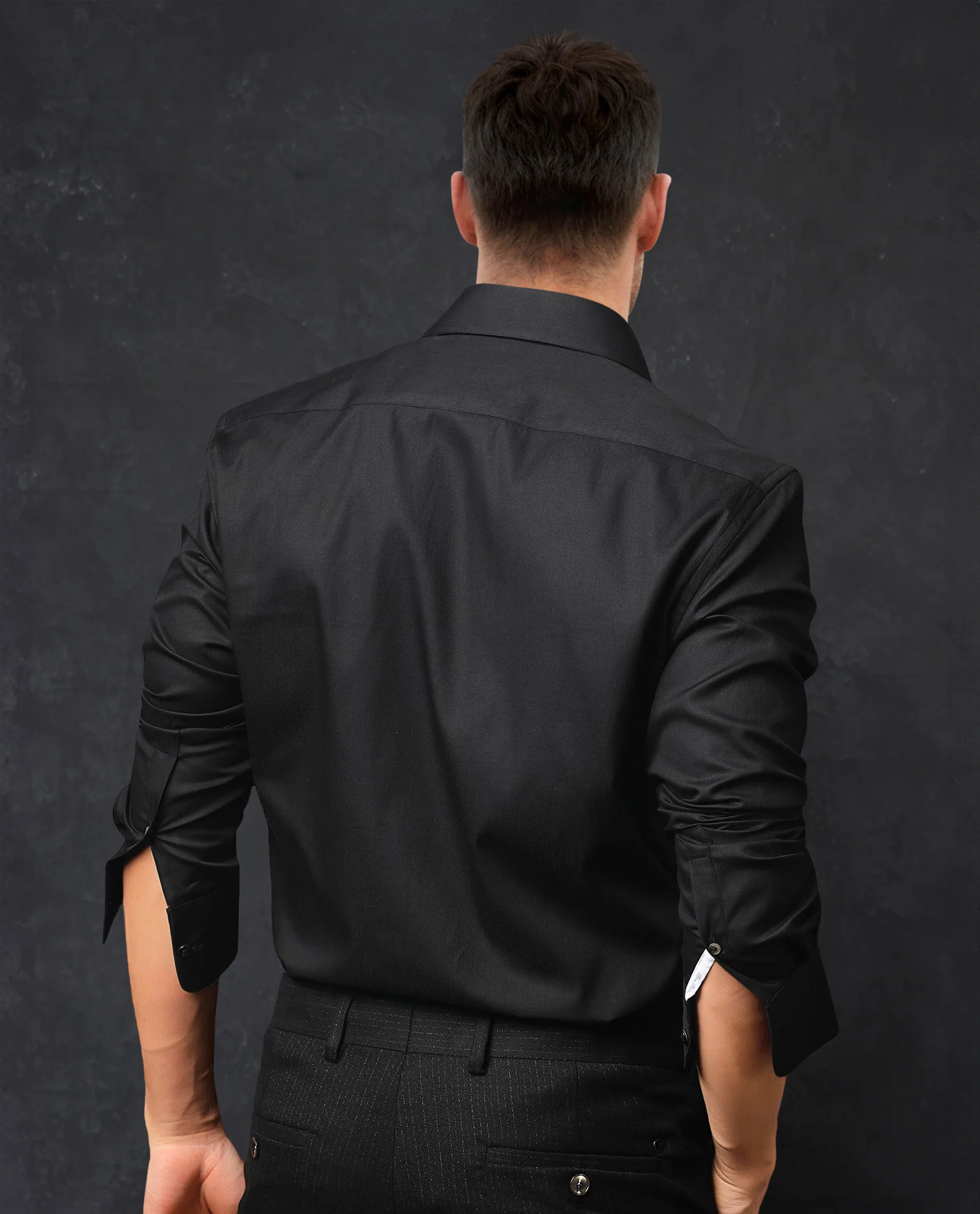 Rare Rabbit Men's Clade Black Cotton Plain Regular Fit Full Sleeve Collared Shirt - Image 8